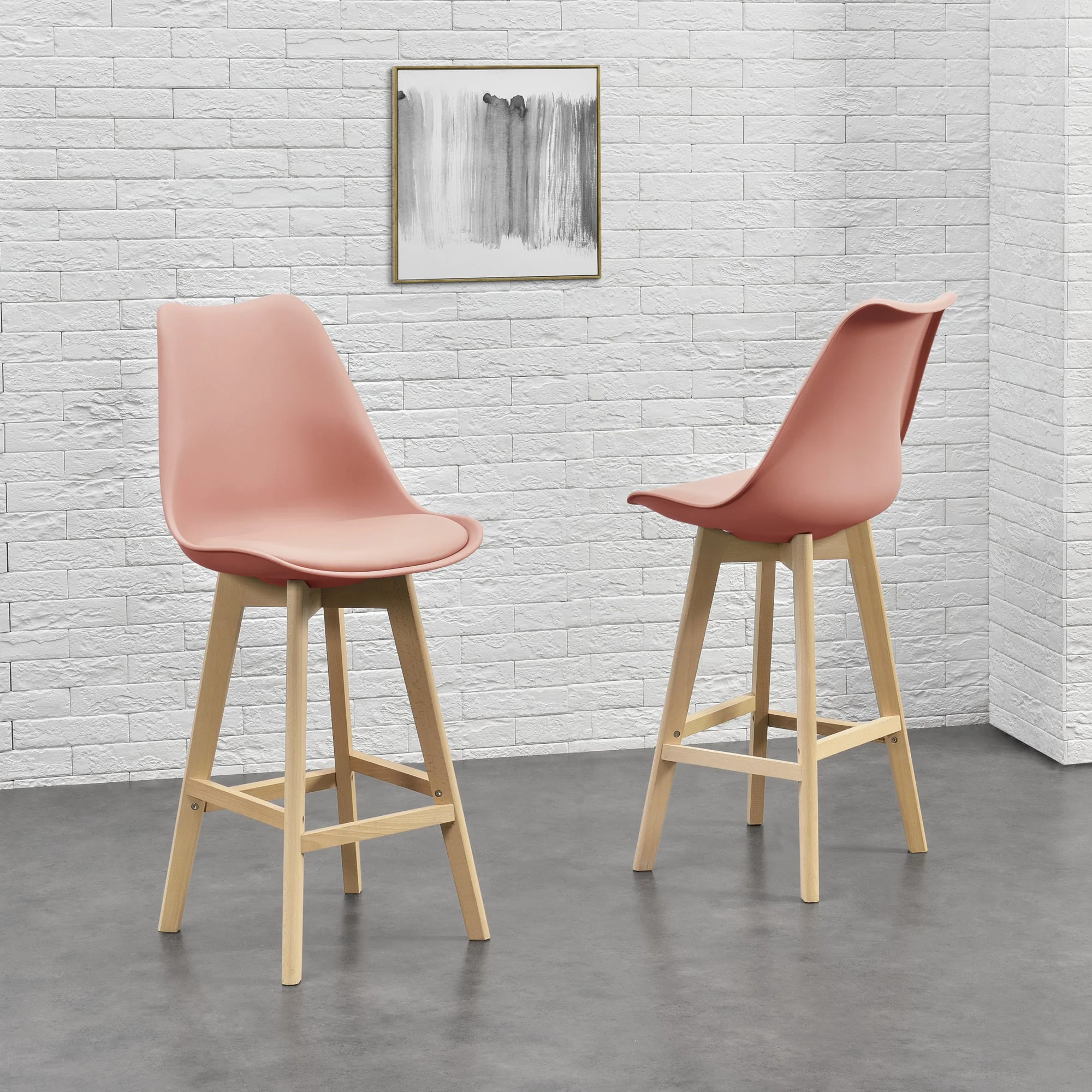 Design barkruk set van 2 kunstleer en beuken poten - 8 varianten - Image 12