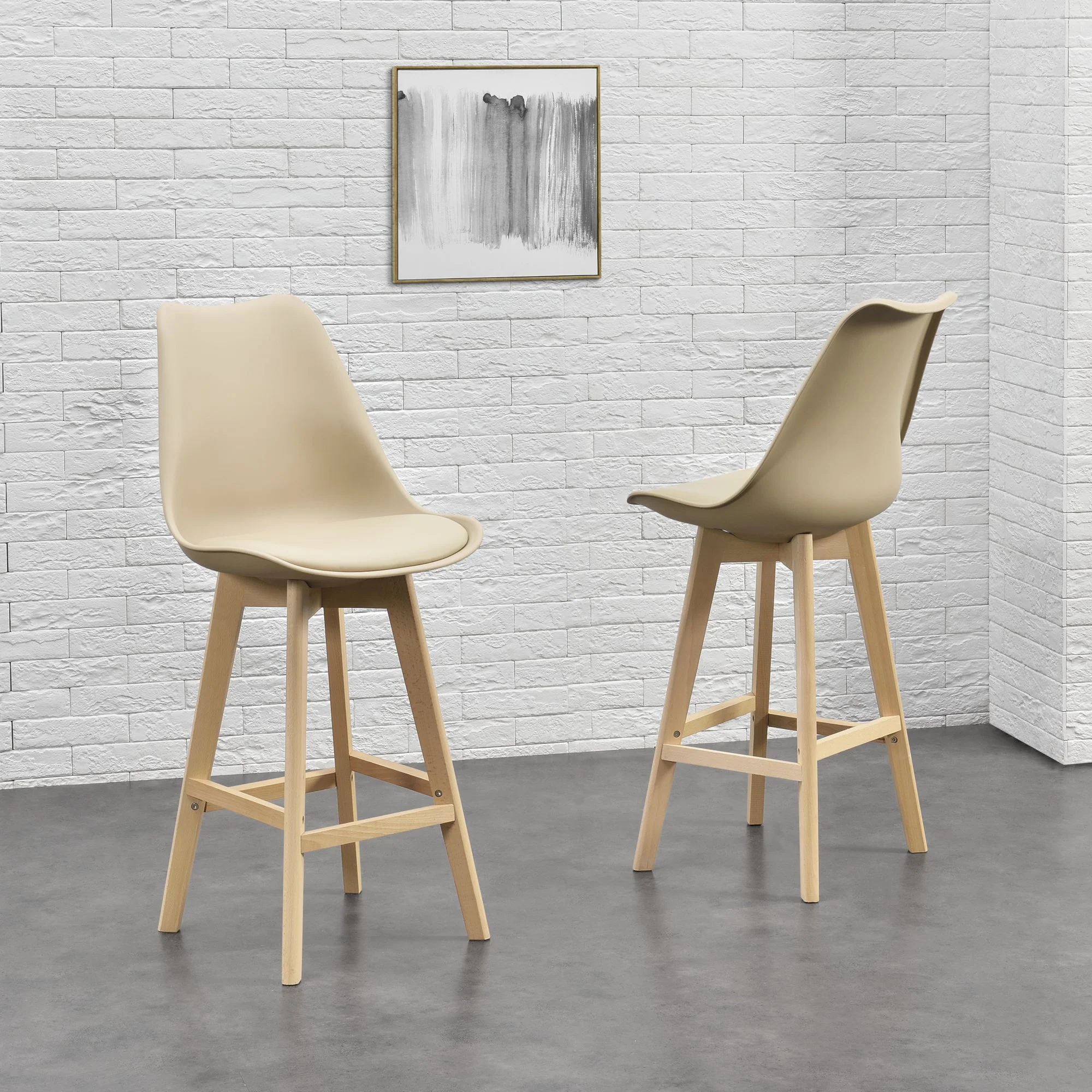 Design barkruk set van 2 kunstleer en beuken poten - 8 varianten - Image 15