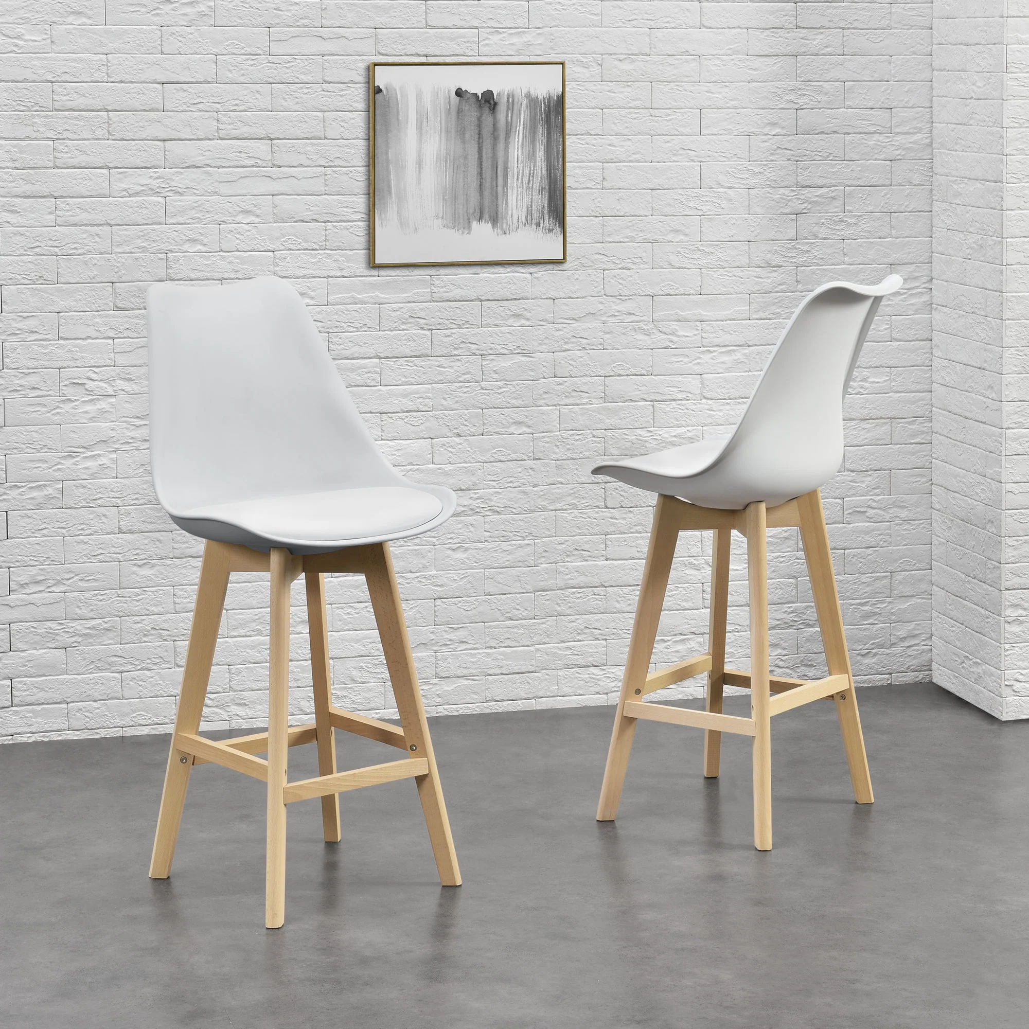 Design barkruk set van 2 kunstleer en beuken poten - 8 varianten - Image 16