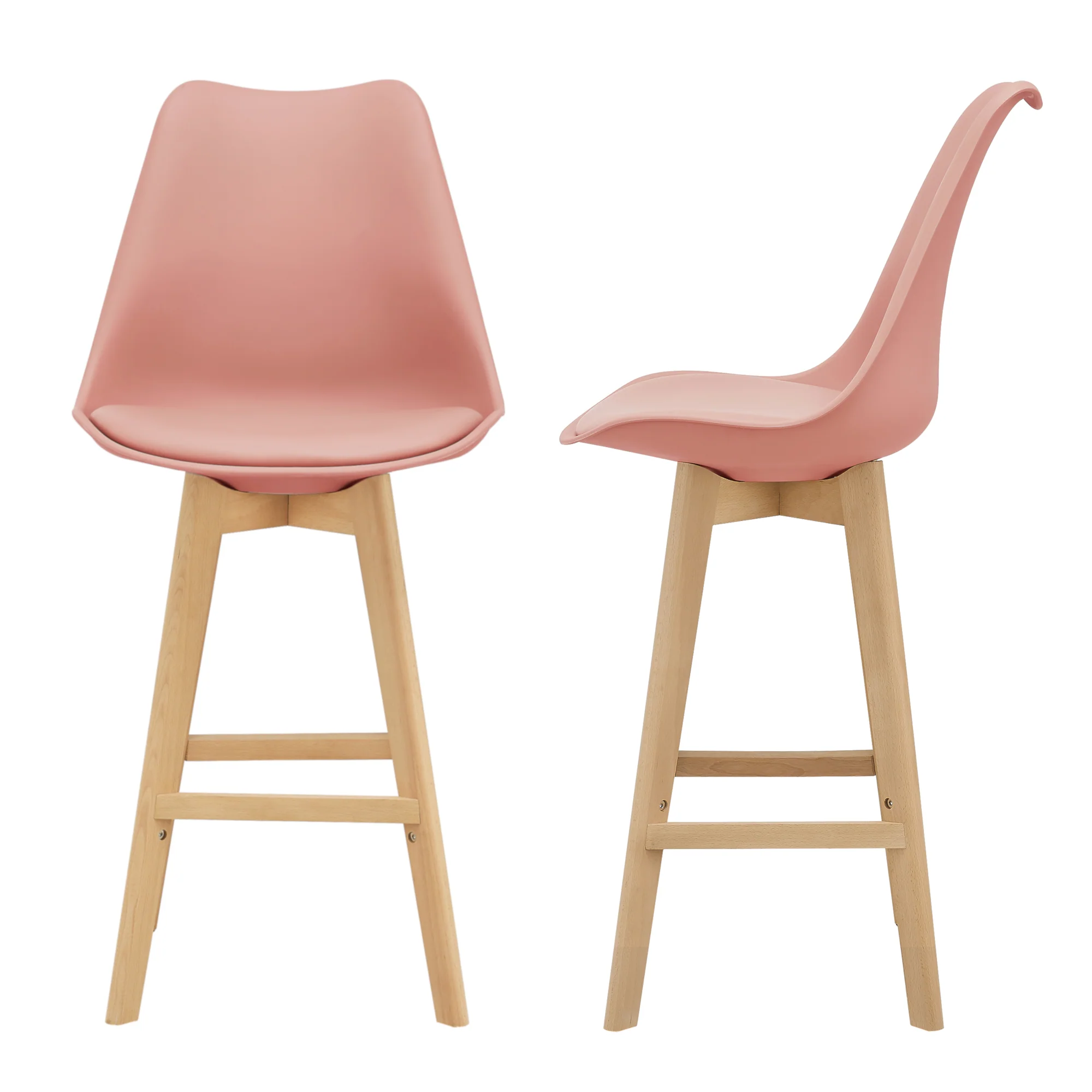 Design barkruk set van 2 kunstleer en beuken poten - 8 varianten - Image 4