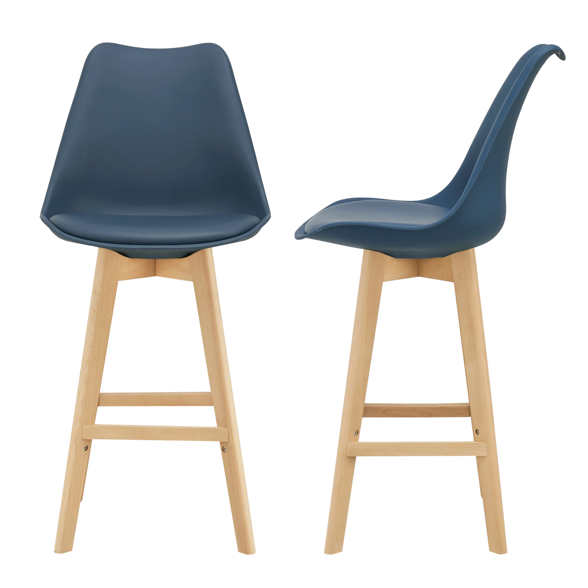 Design barkruk set van 2 kunstleer en beuken poten - 8 varianten - Image 5