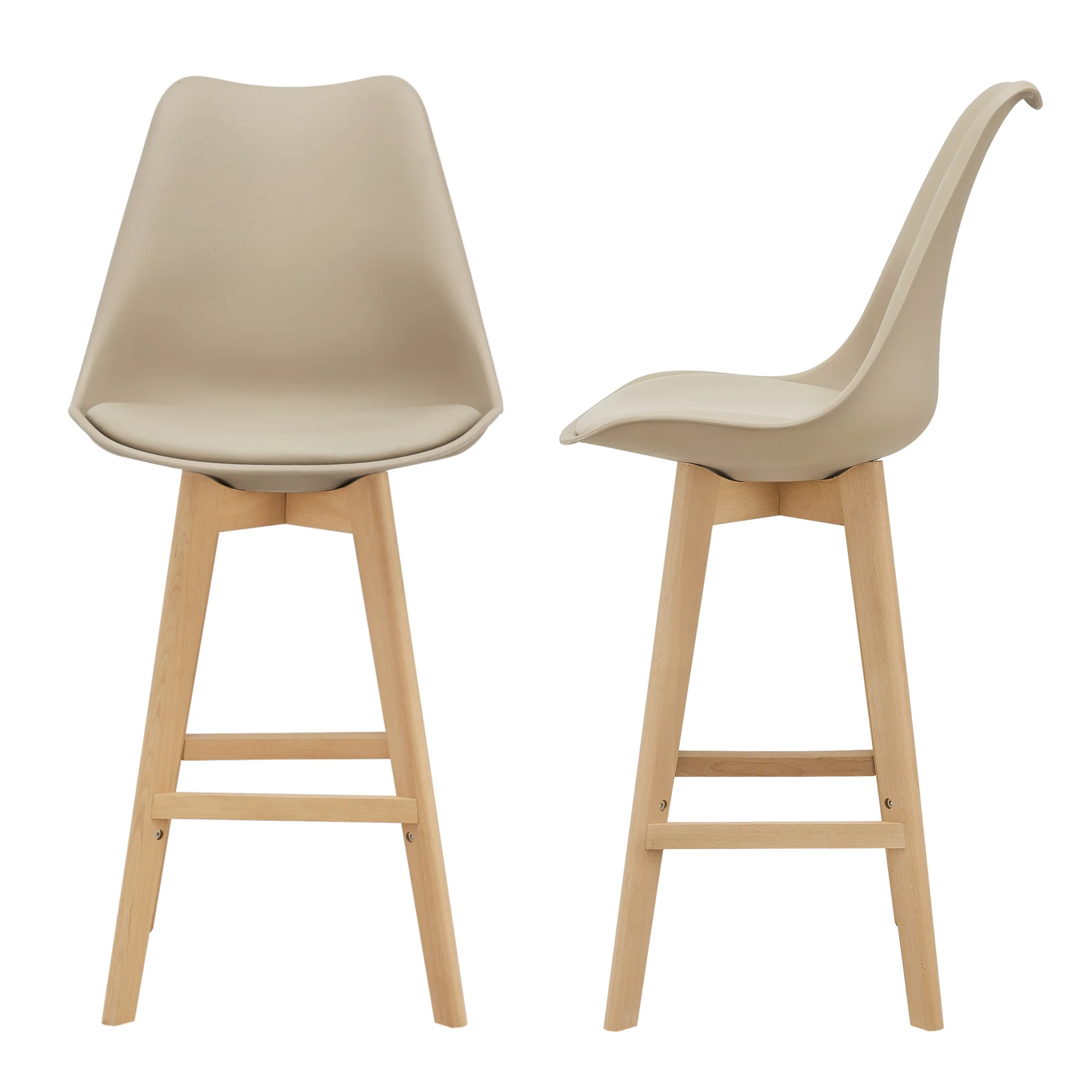 Design barkruk set van 2 kunstleer en beuken poten - 8 varianten - Image 7