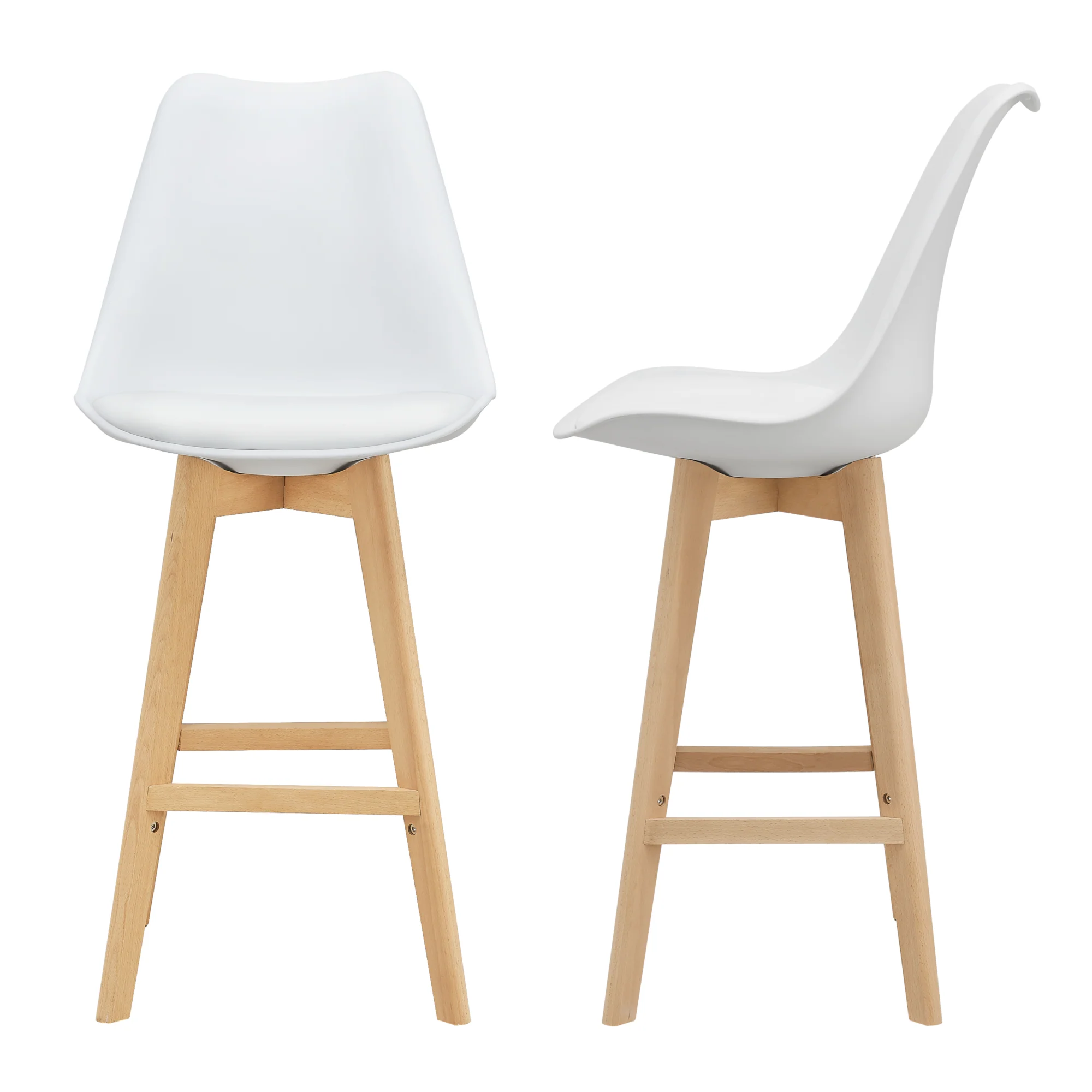 Design barkruk set van 2 kunstleer en beuken poten - 8 varianten - Image 8