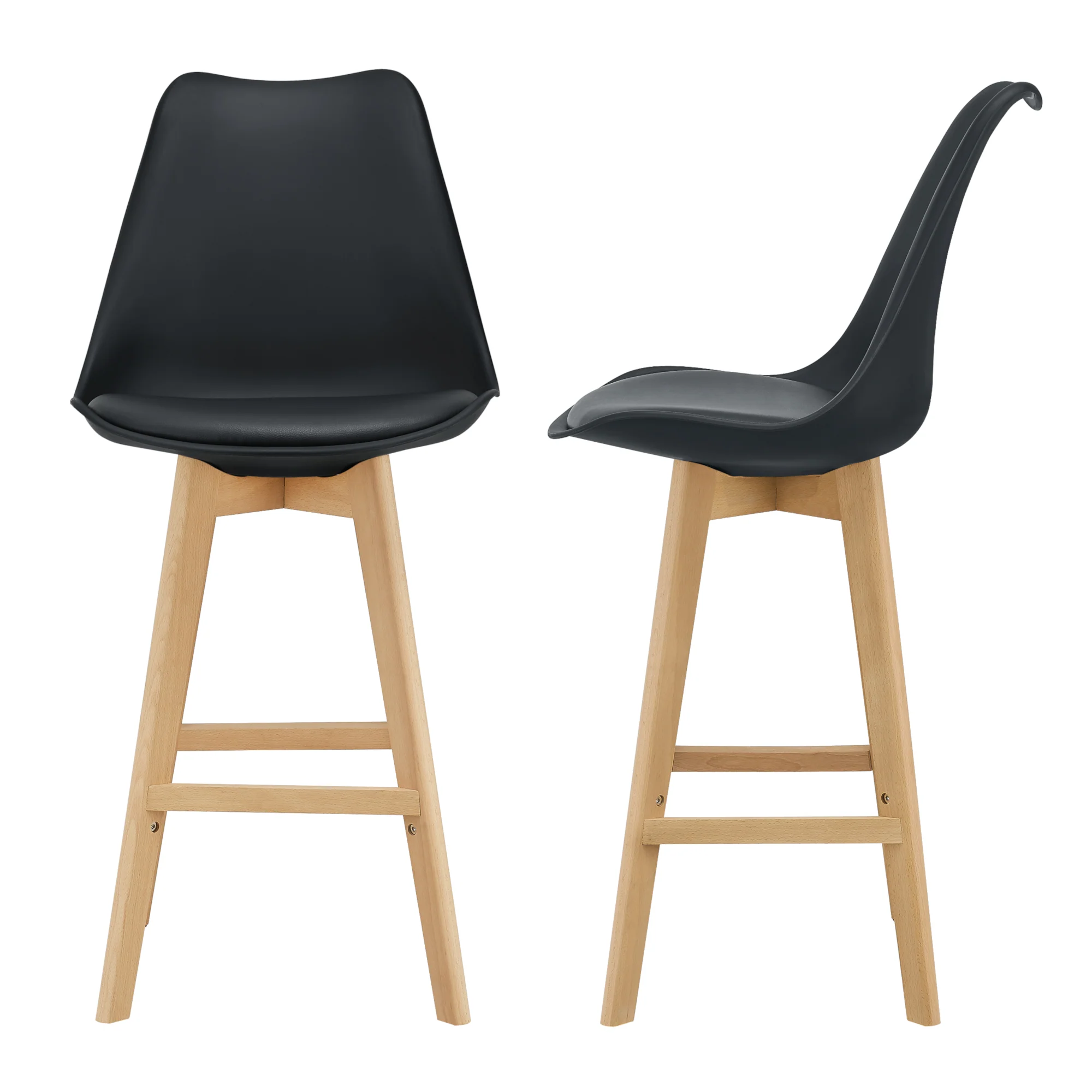 Design barkruk set van 2 kunstleer en beuken poten - 8 varianten - Image 9