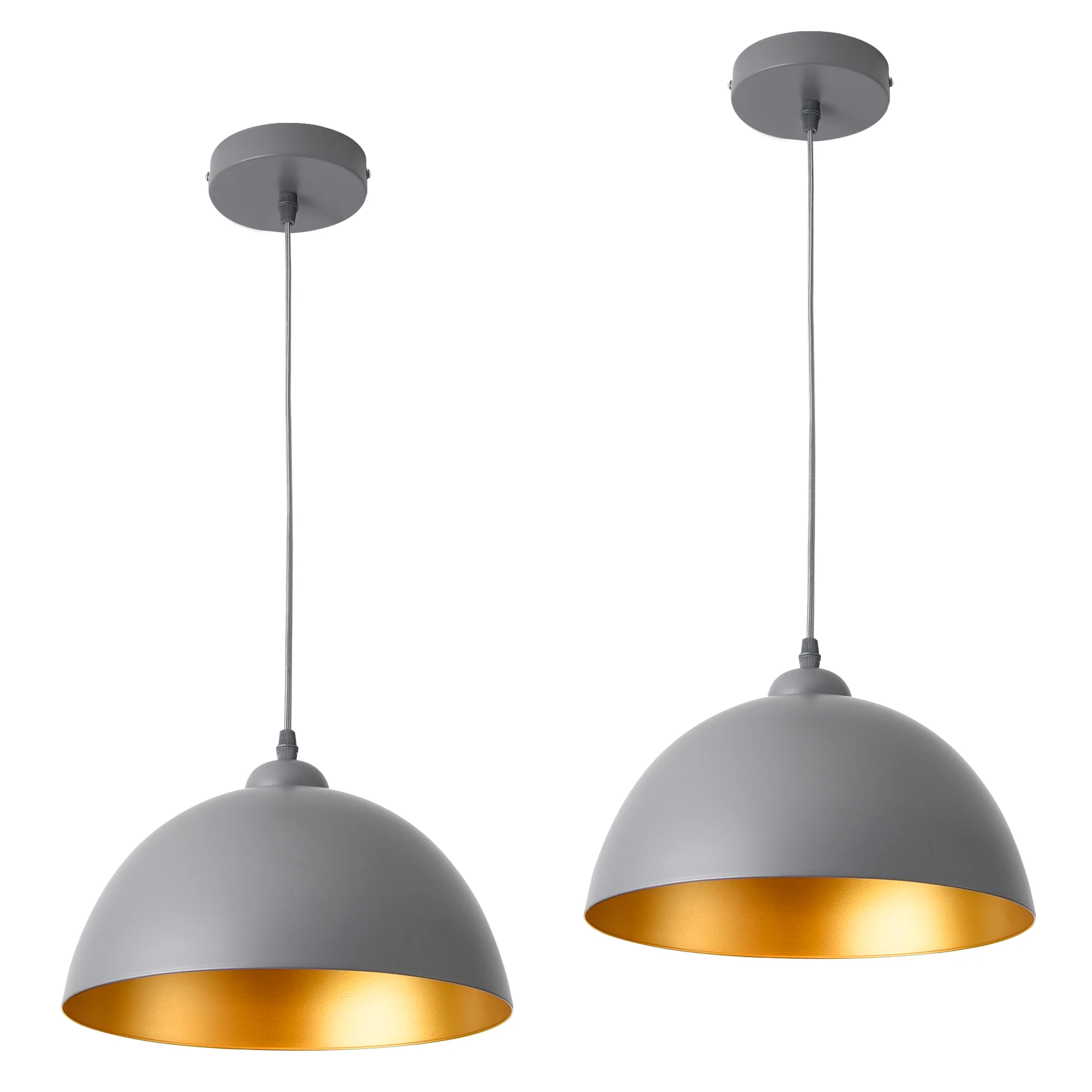 Hanglamp 18xØ30 cm 2xE27 Toulon set van 2 grijs en goud
