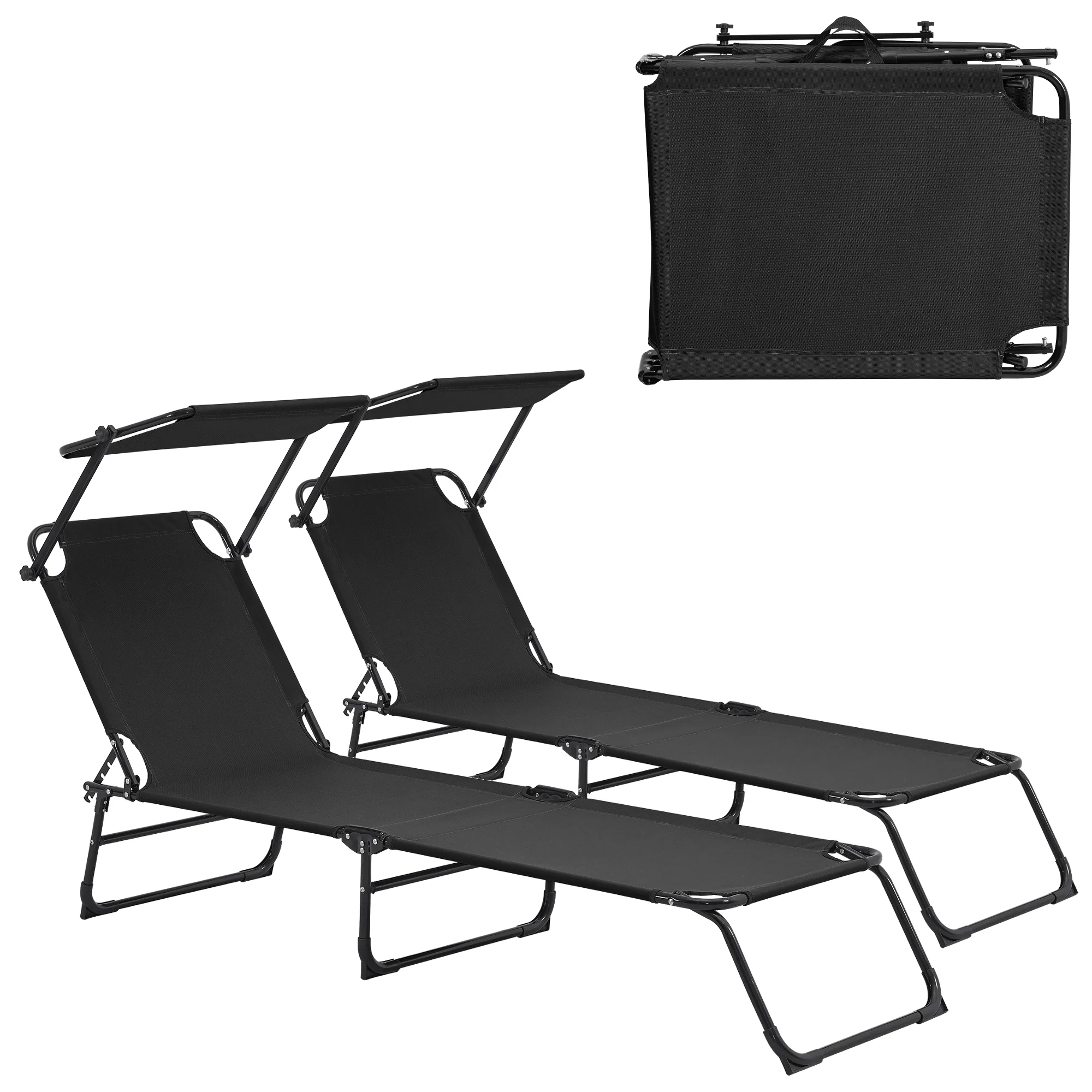 Ligbed ligstoel 187x53x27 cm met luifel set van 2 - 5 varianten - Image 4