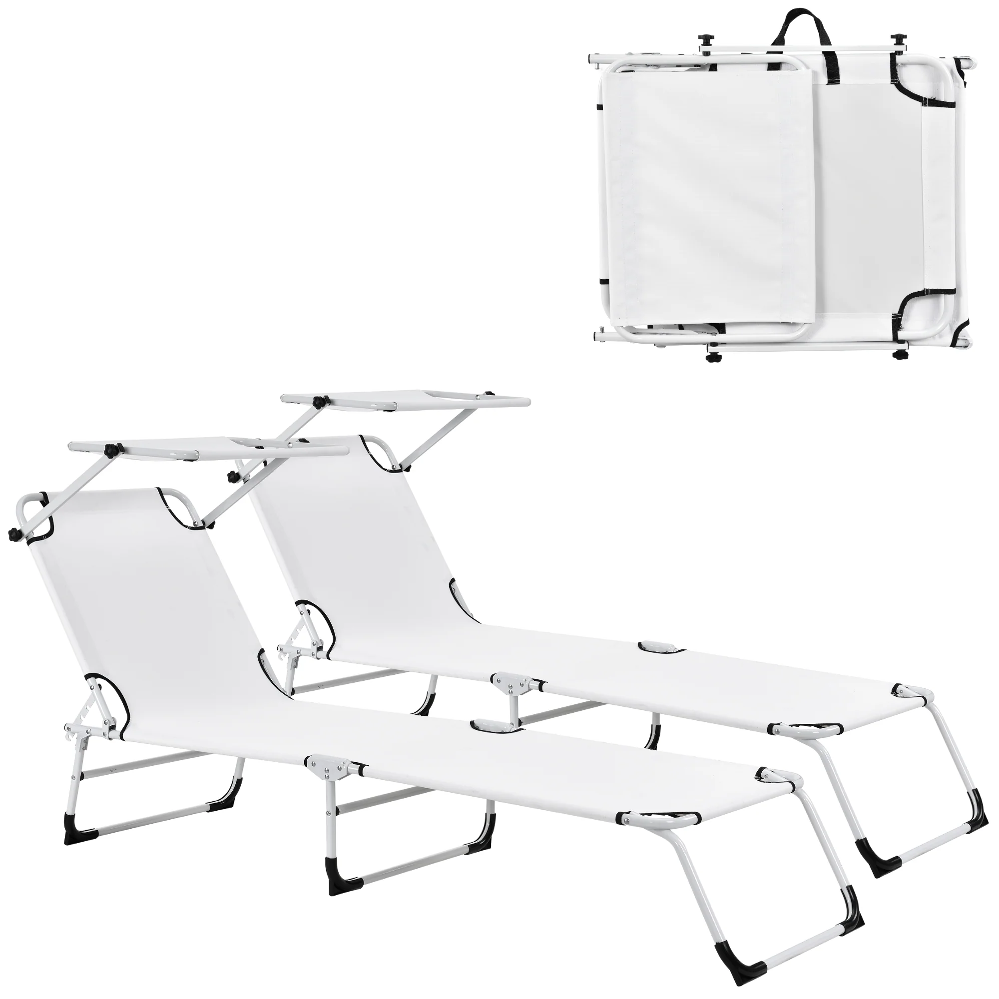 Ligbed ligstoel 187x53x27 cm met luifel set van 2 - 5 varianten - Image 6