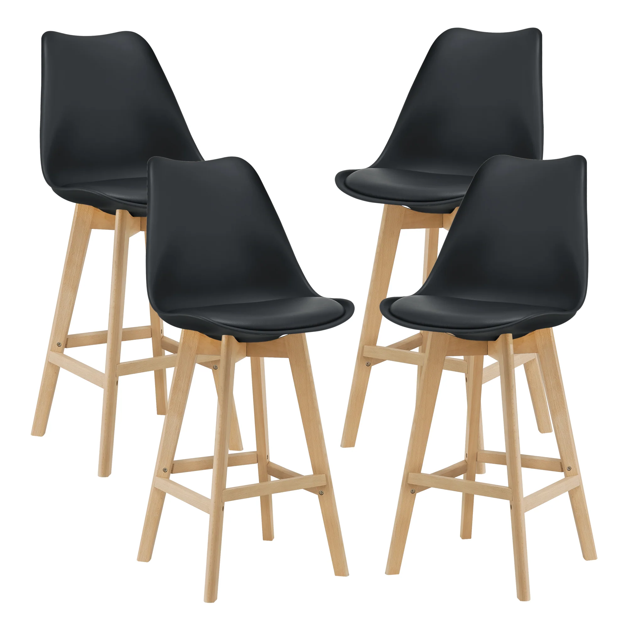 Design barkruk set van 4 kunstleer en beuken poten - 8 varianten - Image 2
