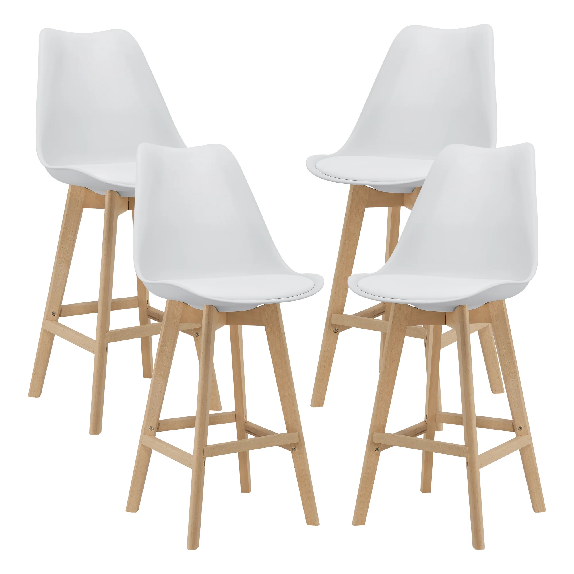 Design barkruk set van 4 kunstleer en beuken poten - 8 varianten - Image 3