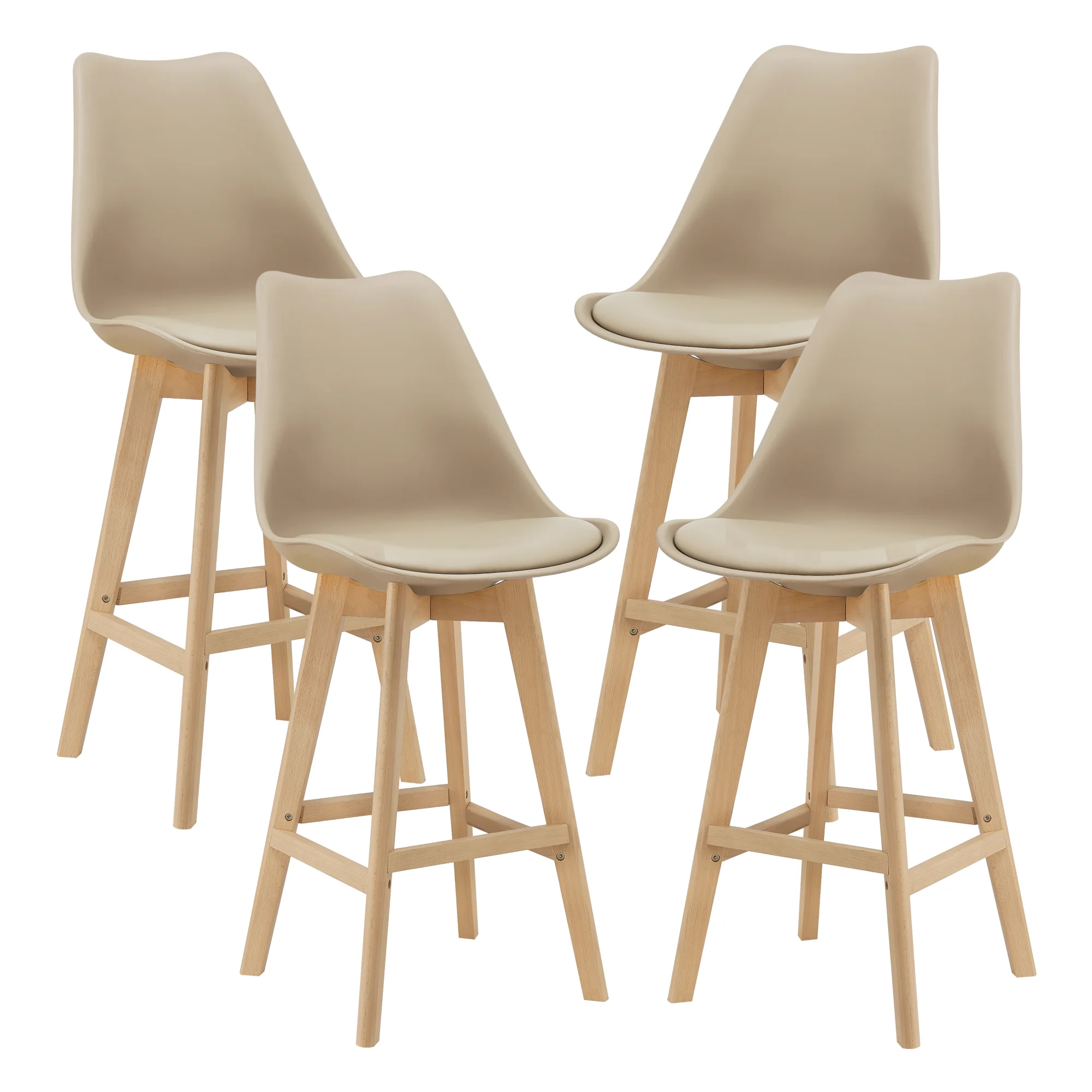 Design barkruk set van 4 kunstleer en beuken poten - 8 varianten - Image 4