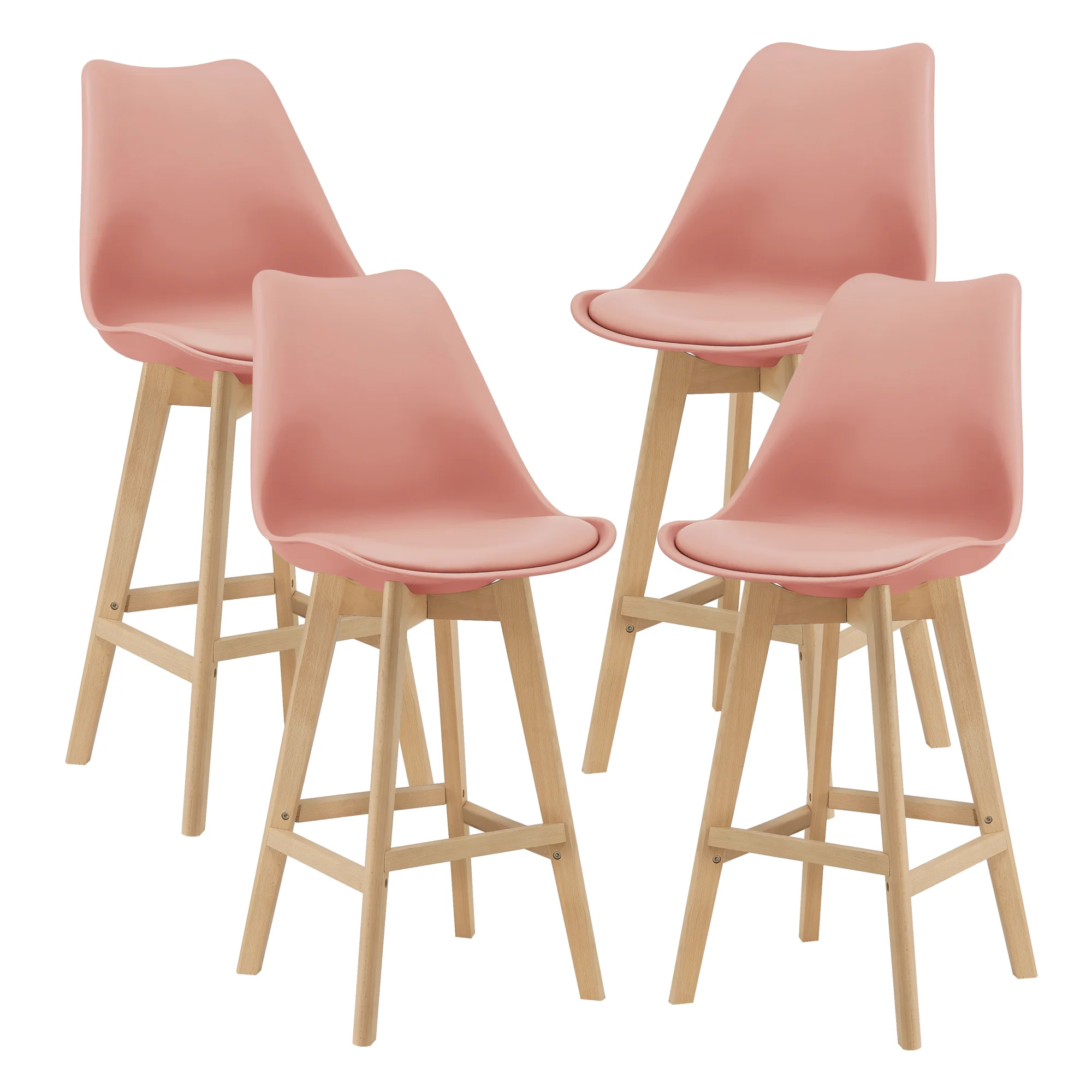 Design barkruk set van 4 kunstleer en beuken poten - 8 varianten - Image 7