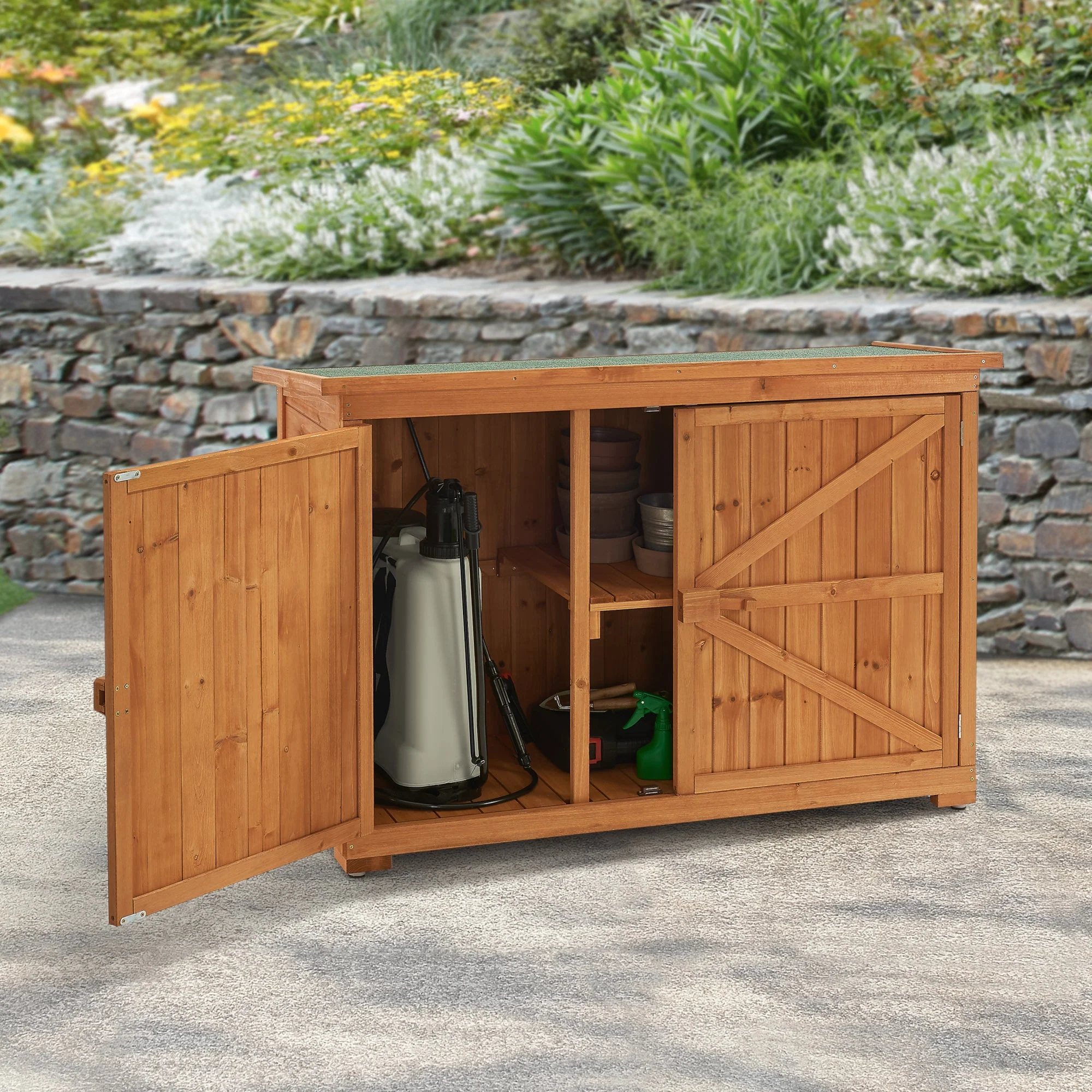[en.casa] Tuinkast tuinschuur 128x50x88 cm houtkleurig - Image 2