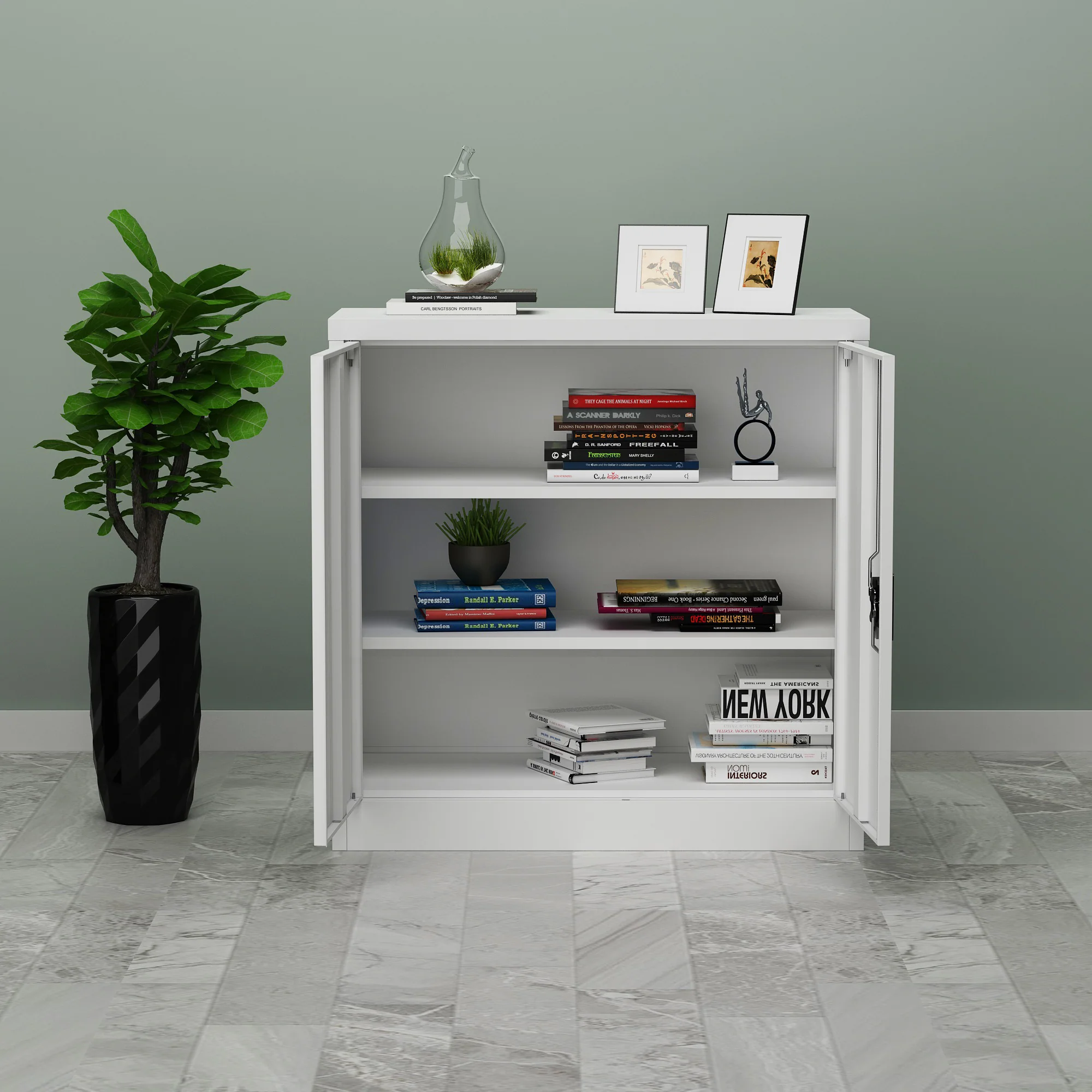 [en.casa] Kantoorkast Molise metaal met slot sleutels 90x40x90 cm - 4 varianten - Image 4