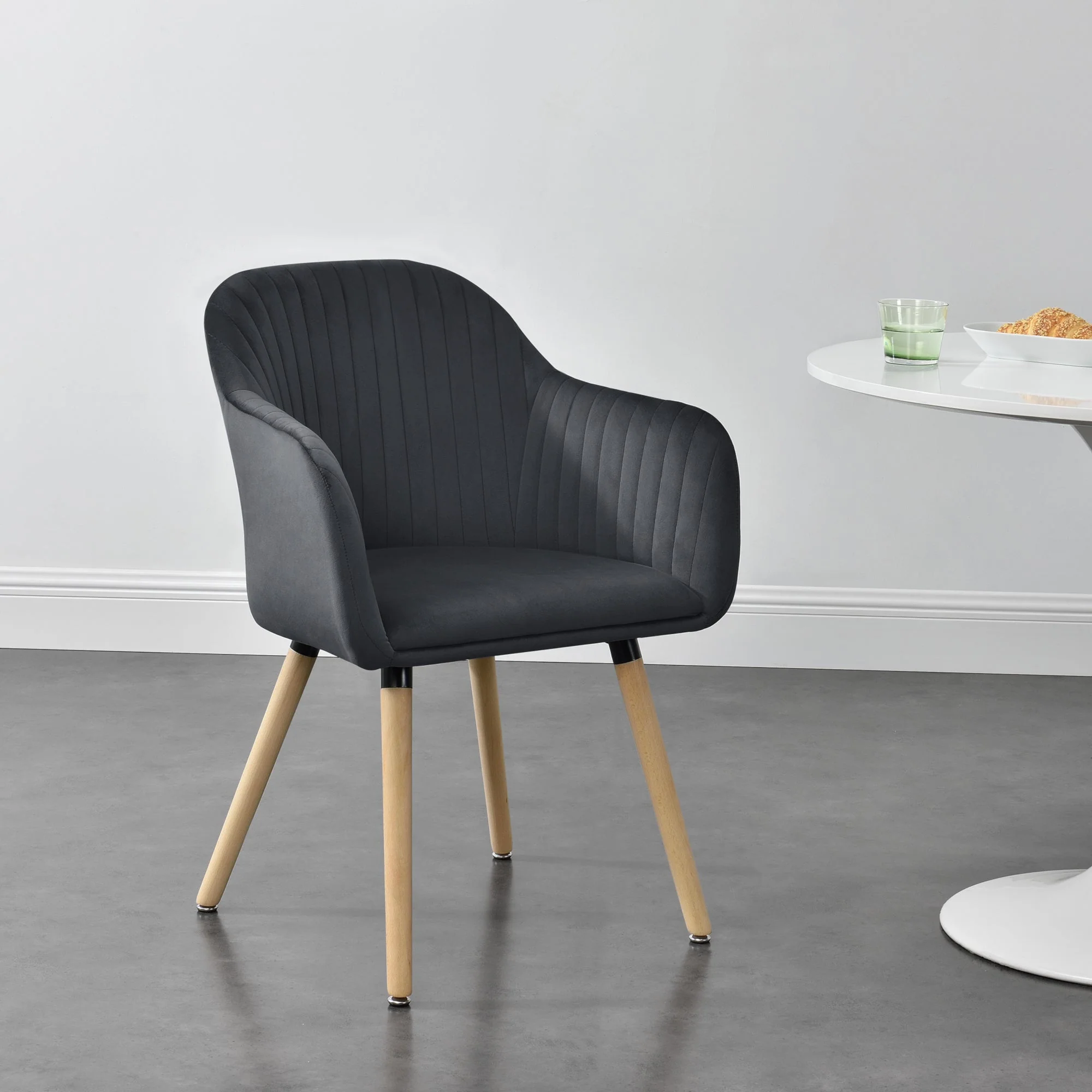 Fauteuil eetkamerstoel Dover 83x57,5x57 cm stof - 2 kleuren - Image 5