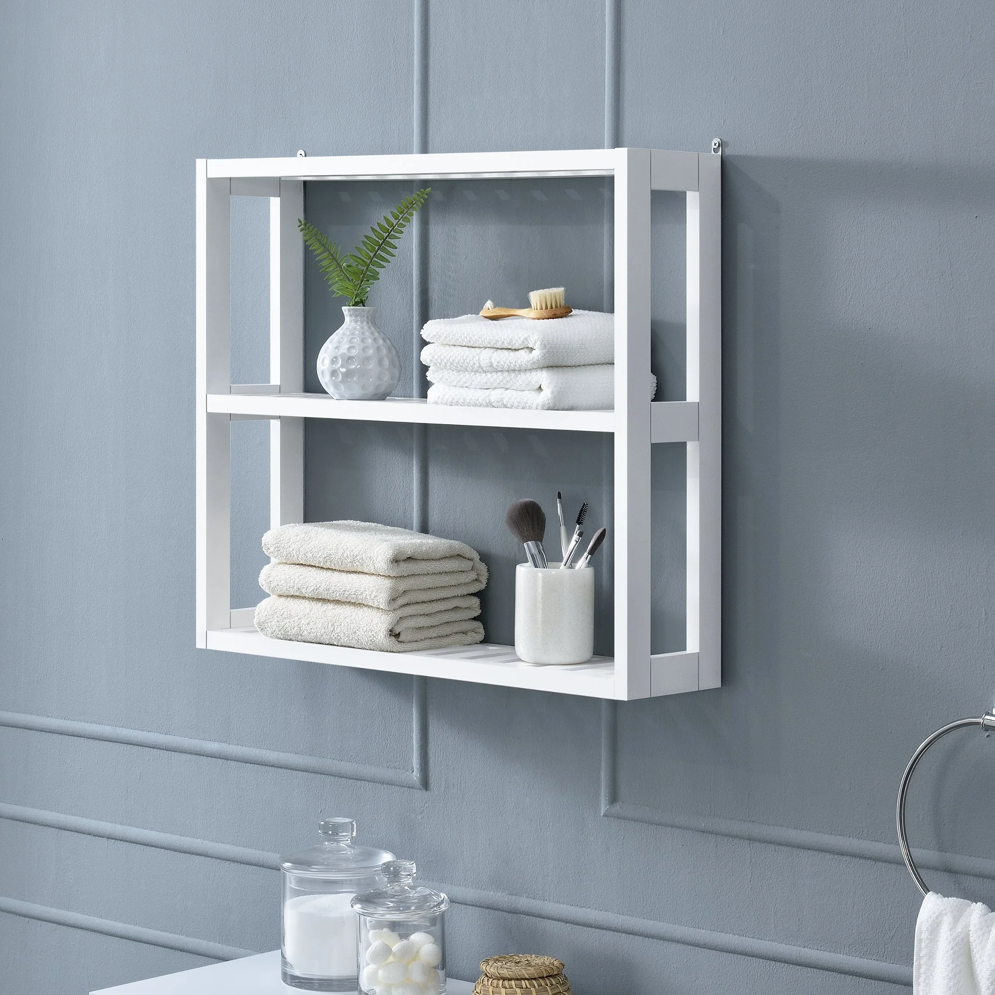 Badkamerrek wandmontage MDF 54x15x60 cm wit - Image 2