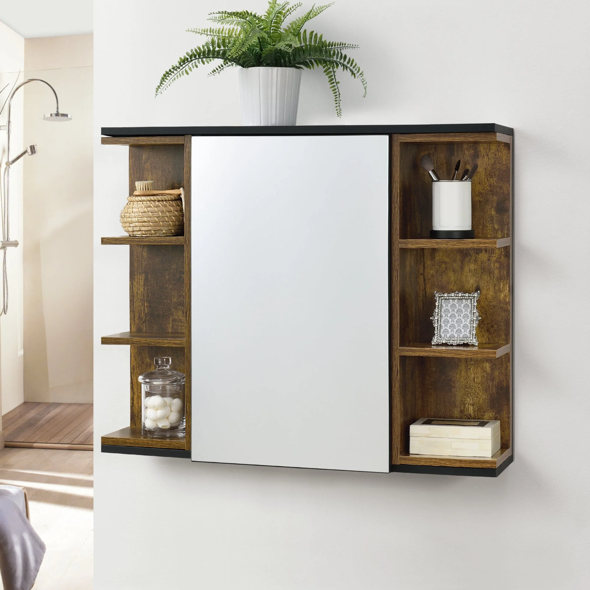 Badkamerkast Harstad met spiegel spiegelkast 64x80x20 cm - 3 varianten - Image 5
