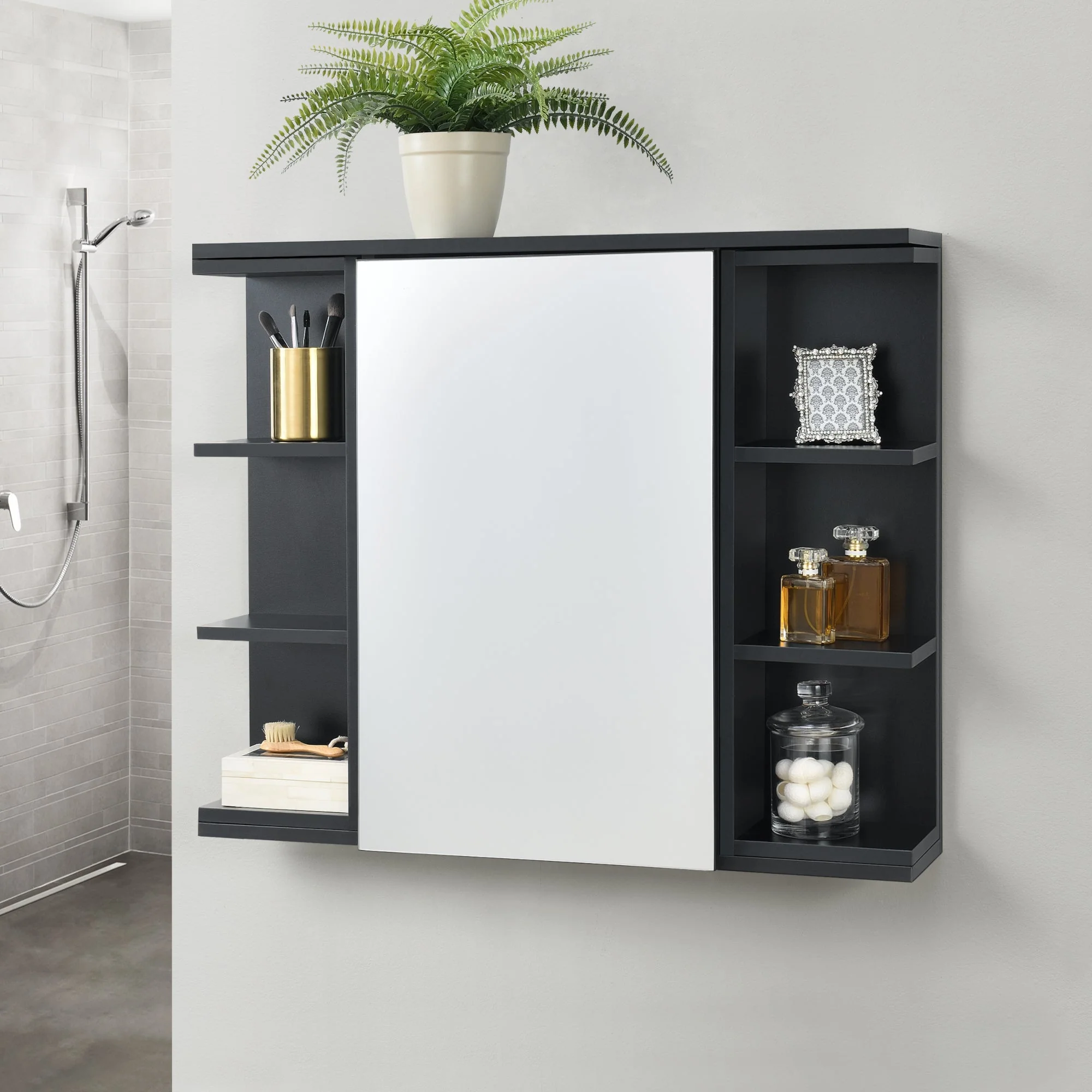 Badkamerkast Harstad met spiegel spiegelkast 64x80x20 cm - 3 varianten - Image 6