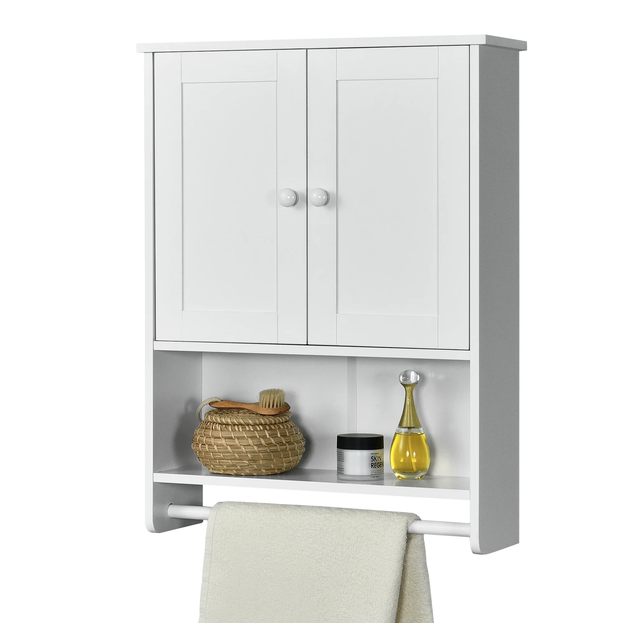Badkamerkast Steyr voor wandmontage met handdoekrek 65x48,7x14,5 cm - 2 varianten