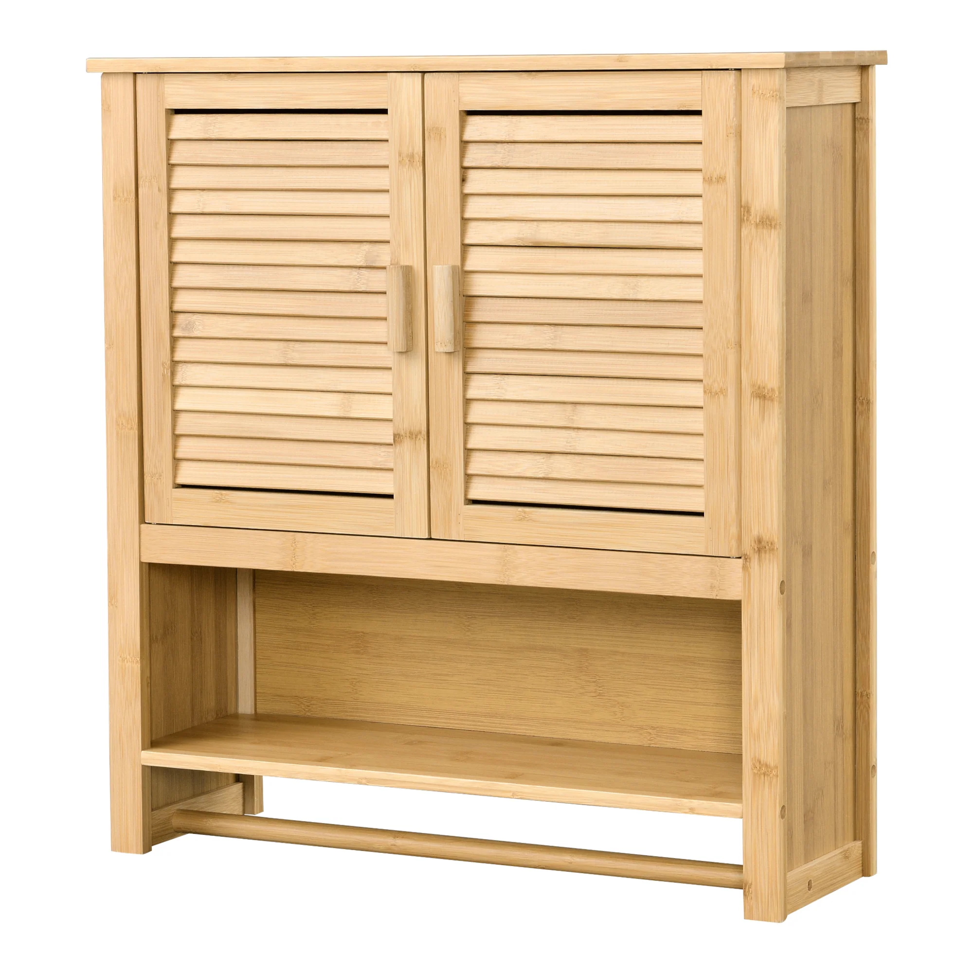 [en.casa] Badkamerkast Tyresö bamboe 66x62x20 cm met handdoekhouder