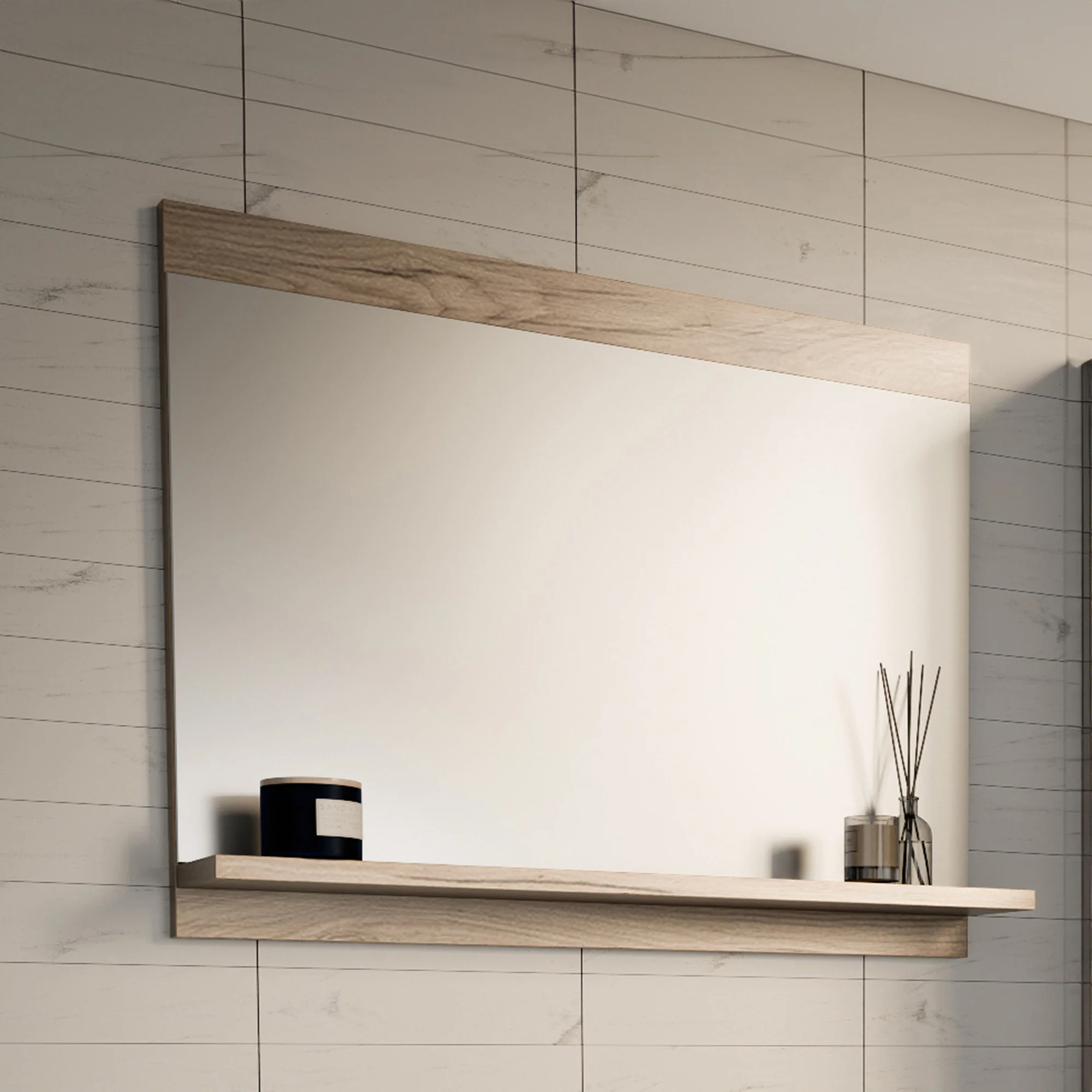 Badkamerspiegel Krildihana met plank 50x60x12 cm [en.casa] - Image 3