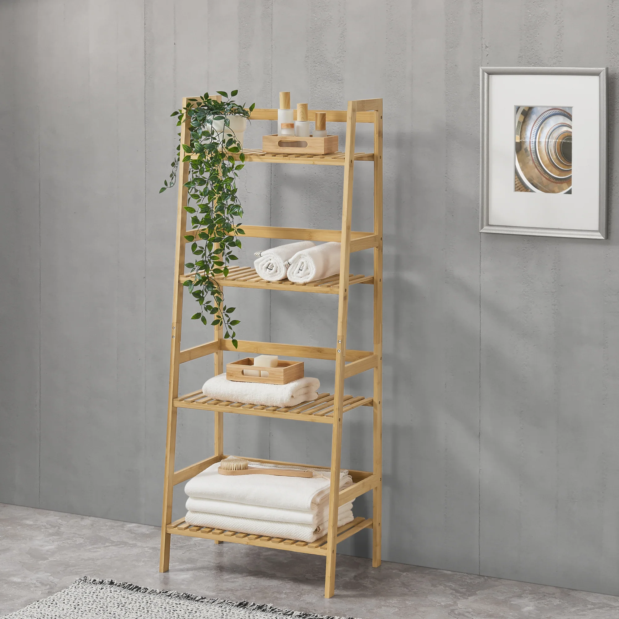 [en.casa] Opbergrek staand Vinje met 4 planken 48x32x123 cm