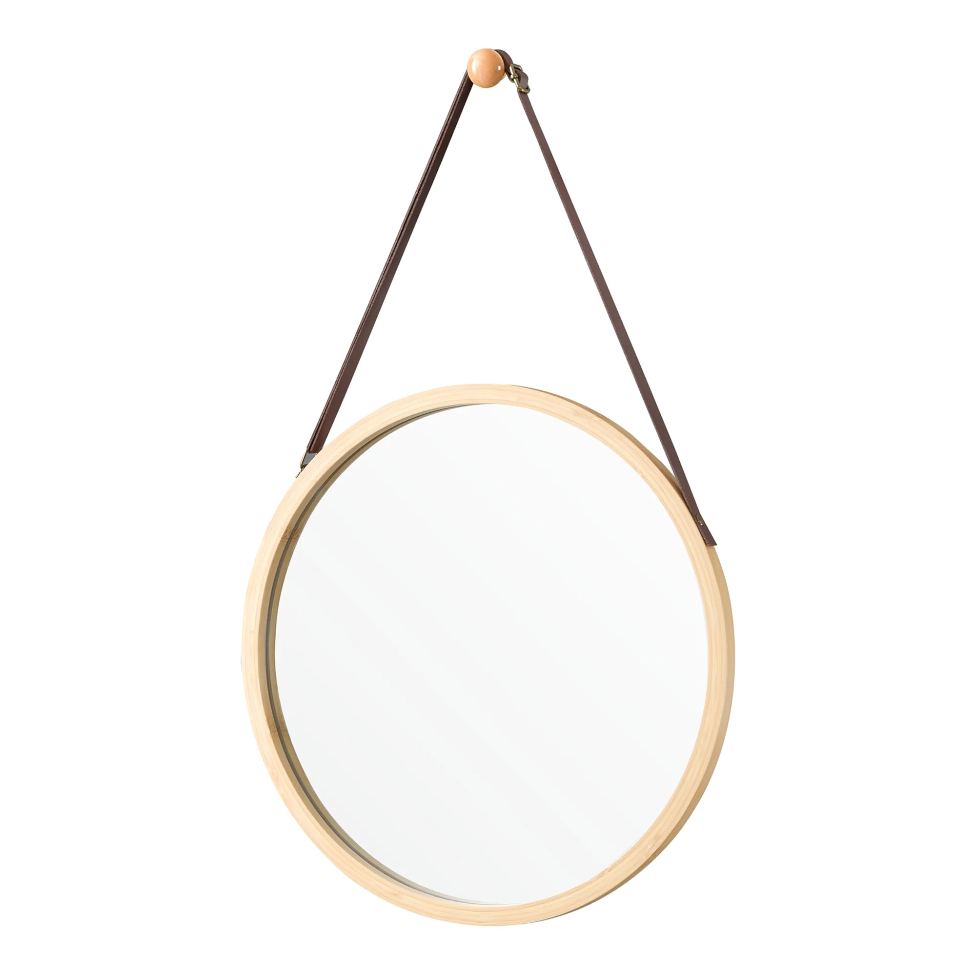 [en.casa] Passpiegel Bykle bamboe hangend rond Ø38 cm houtkleurig