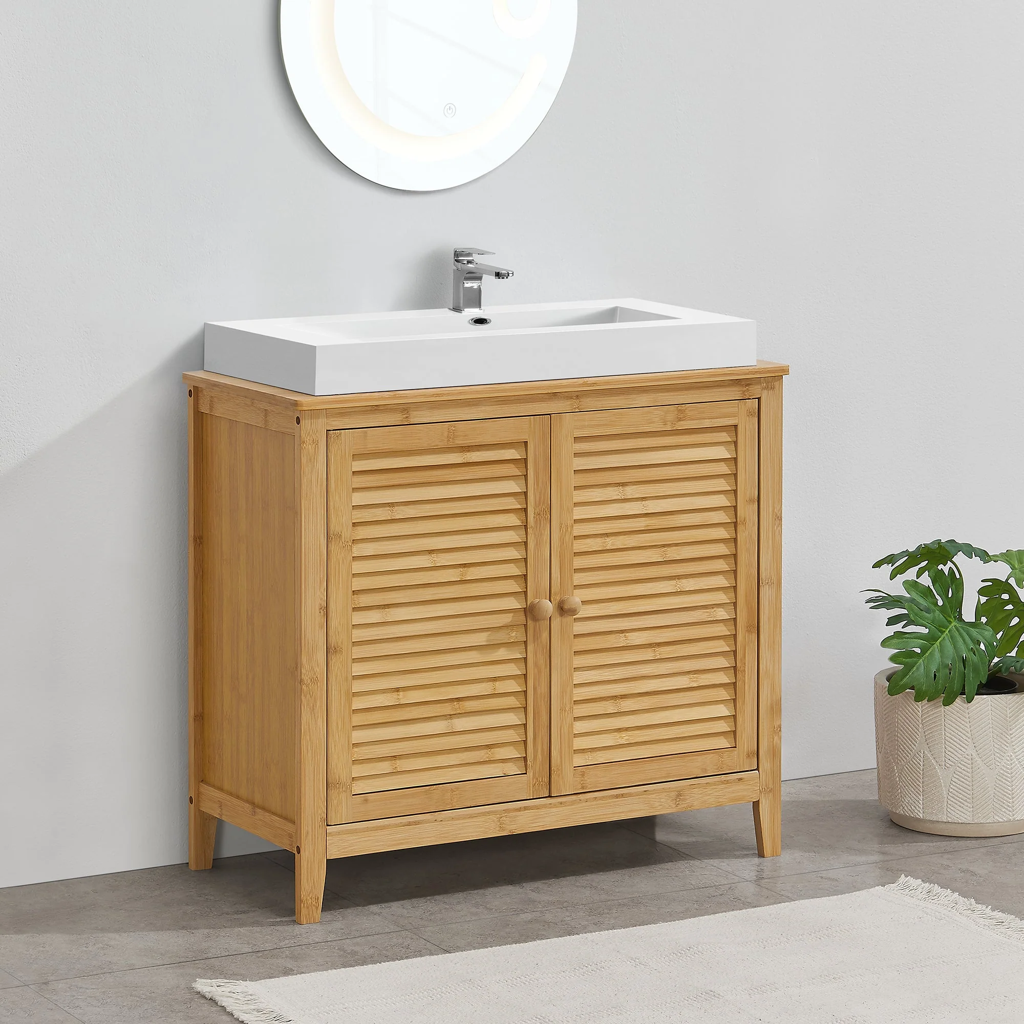 [en.casa] Wastafelonderkast Värmdö 60x67x30 cm bamboe - Image 2
