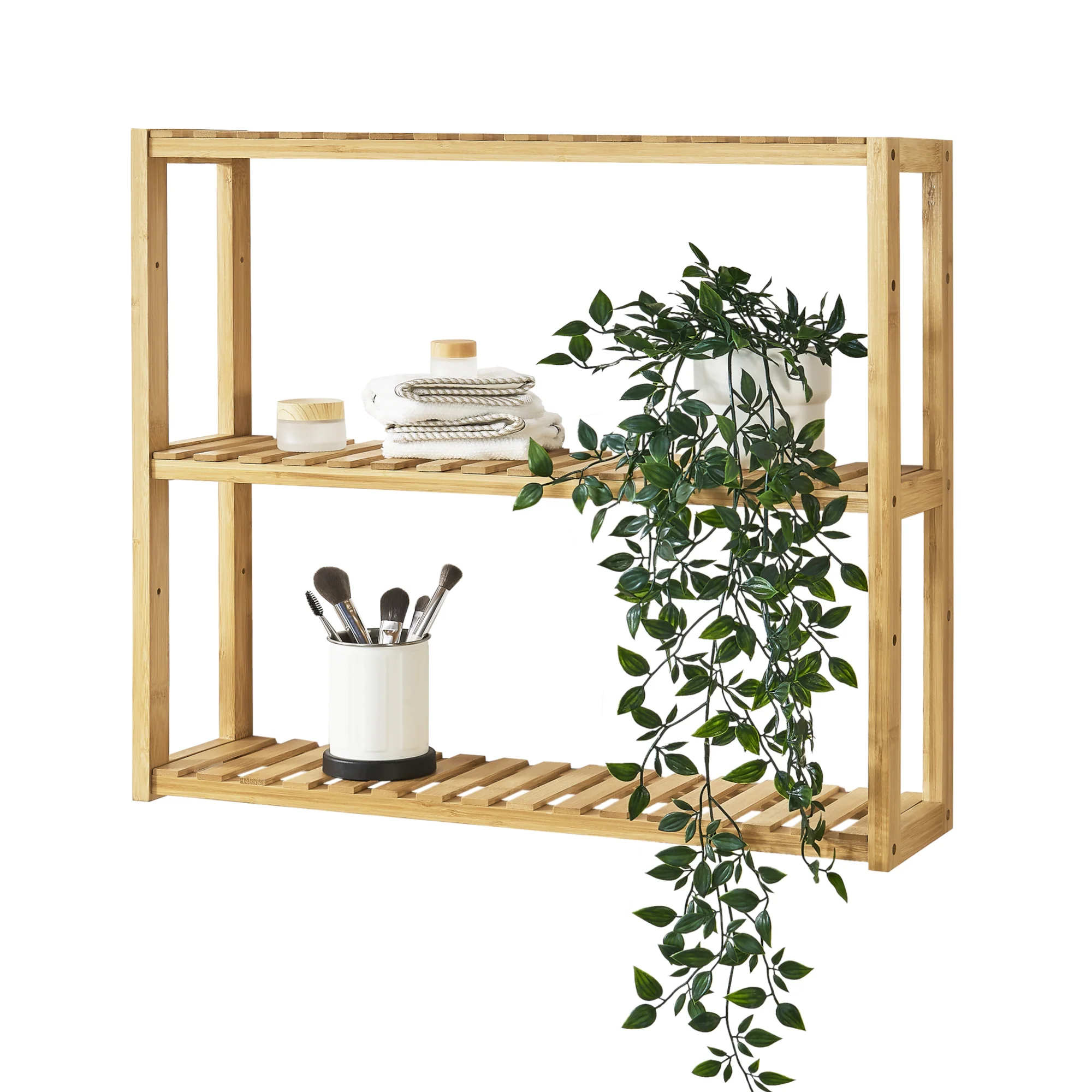 [en.casa] Wandrek Örnsköldsvik met 3 planken 60x15x54 cm bamboe