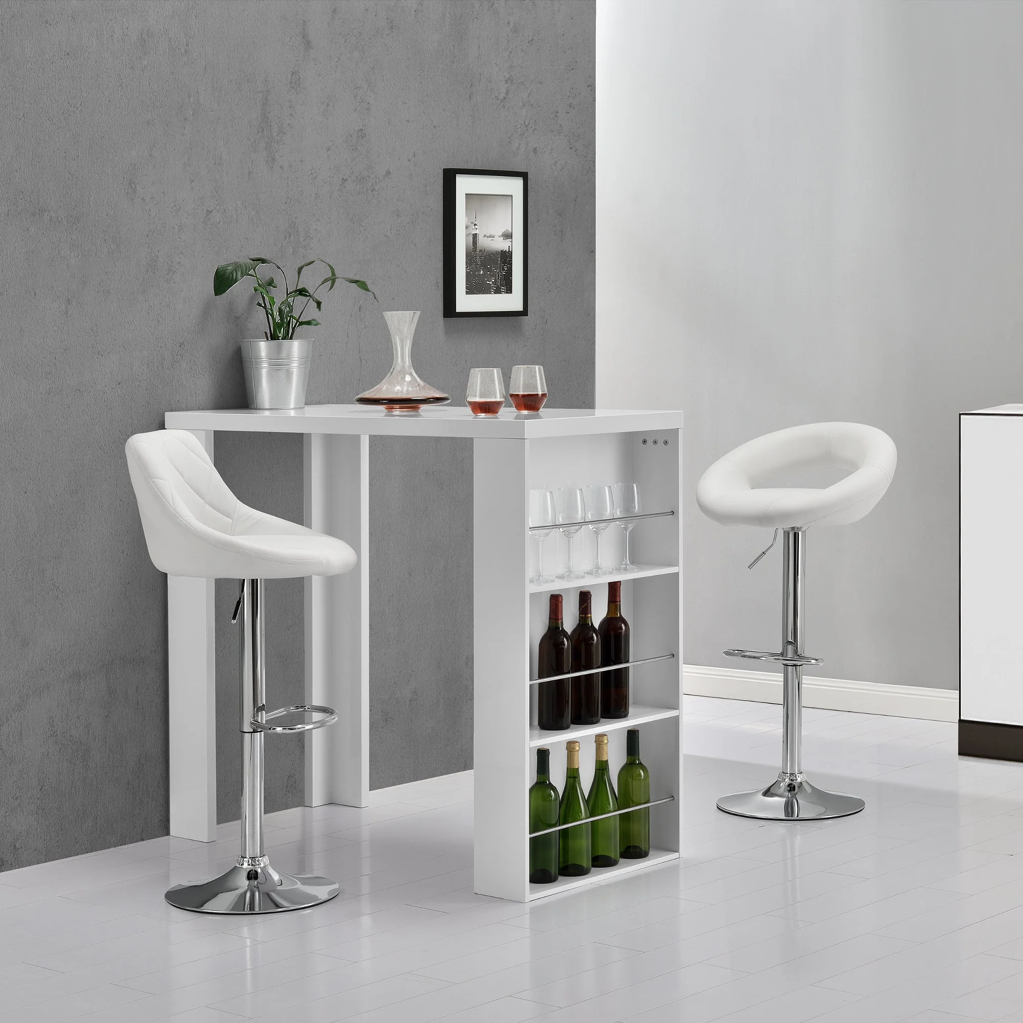 Bartafel met ingebouwde planken 117x57x106,5 cm - wit of zwart - Image 5
