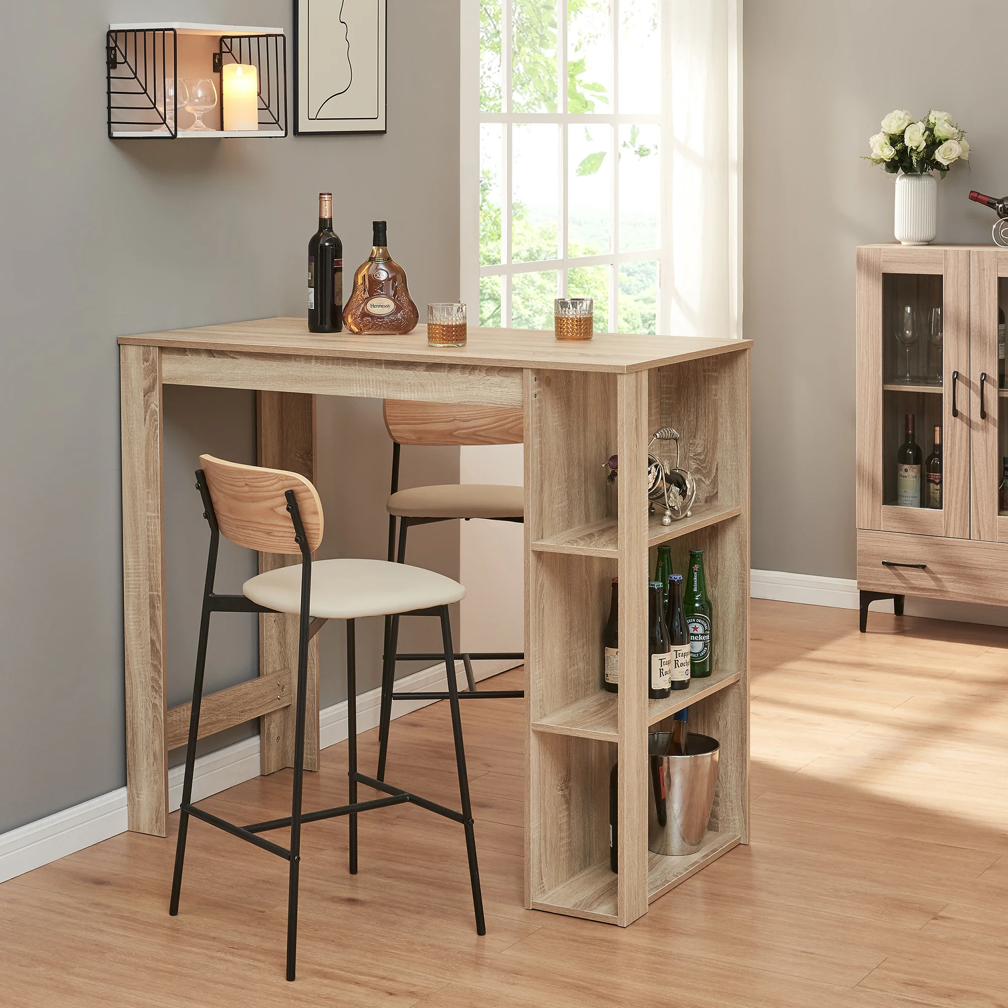 Bartafel Danderyd met 3 planken 120x60x105,5 cm [en.casa] - Image 10