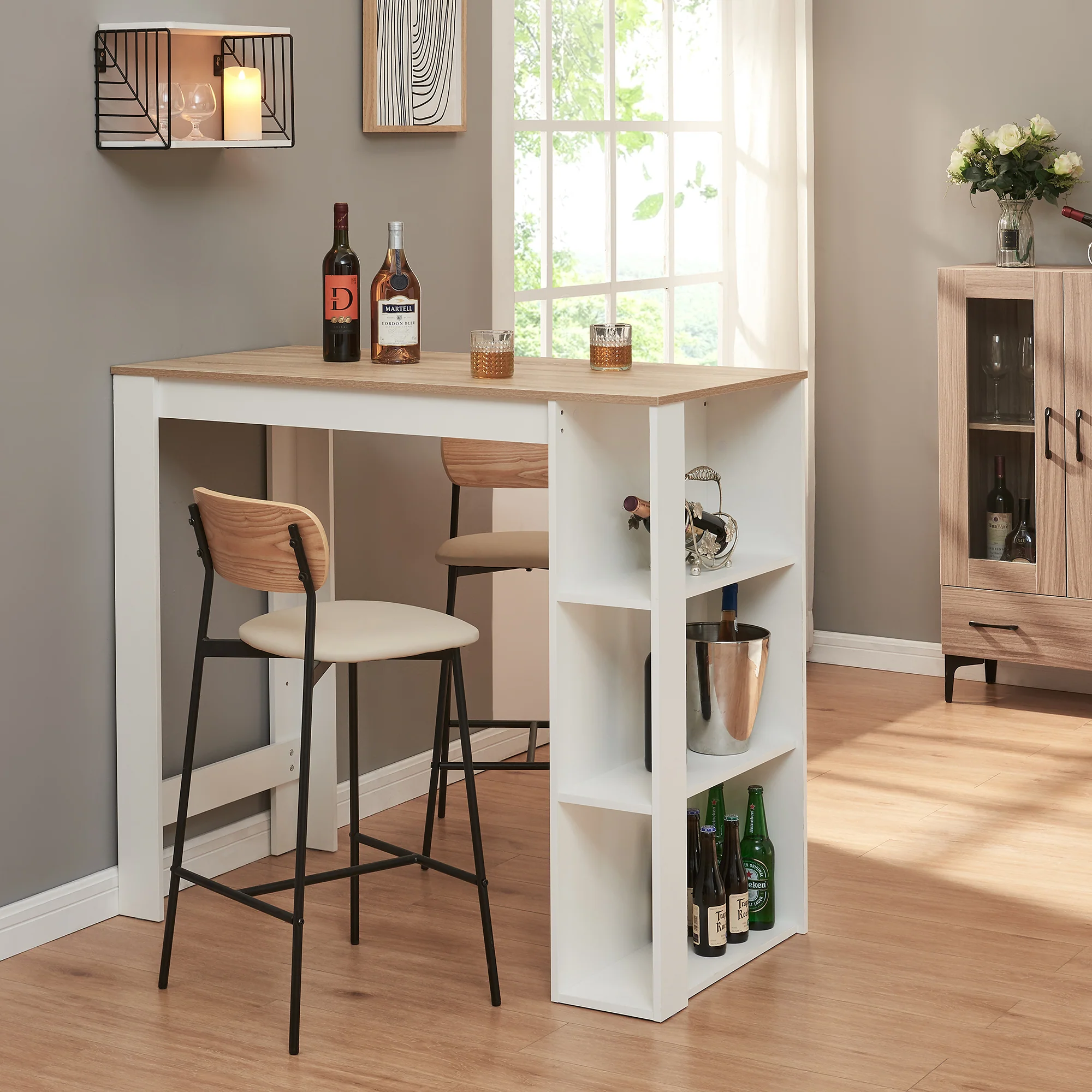Bartafel Danderyd met 3 planken 120x60x105,5 cm [en.casa] - Image 11