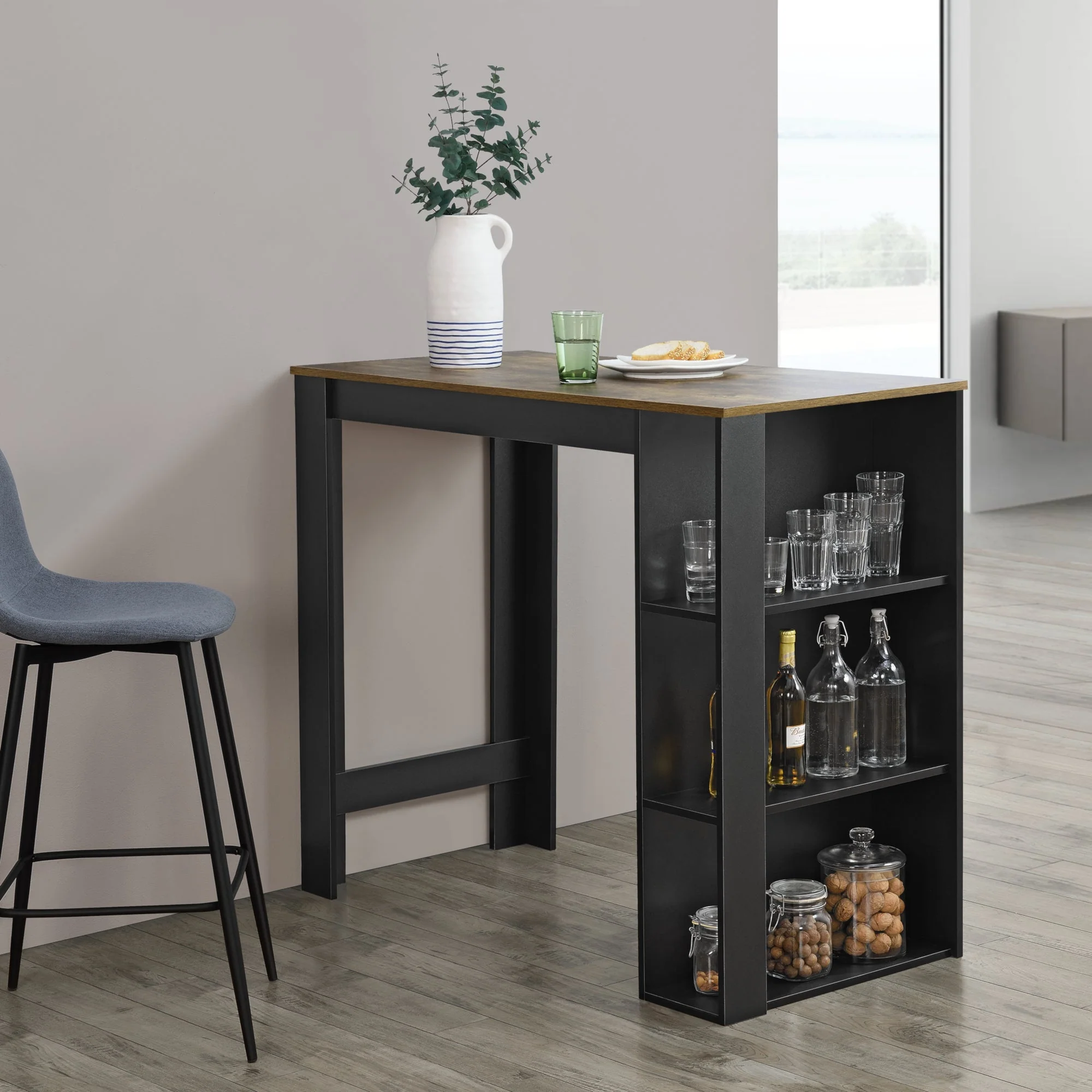 Bartafel Danderyd met 3 planken 120x60x105,5 cm [en.casa] - Image 13