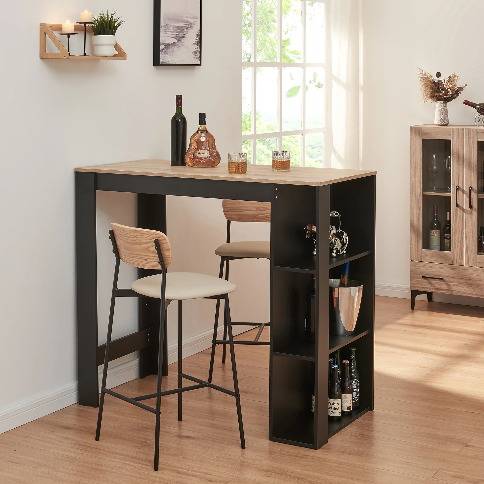 Bartafel Danderyd met 3 planken 120x60x105,5 cm [en.casa] - Image 8