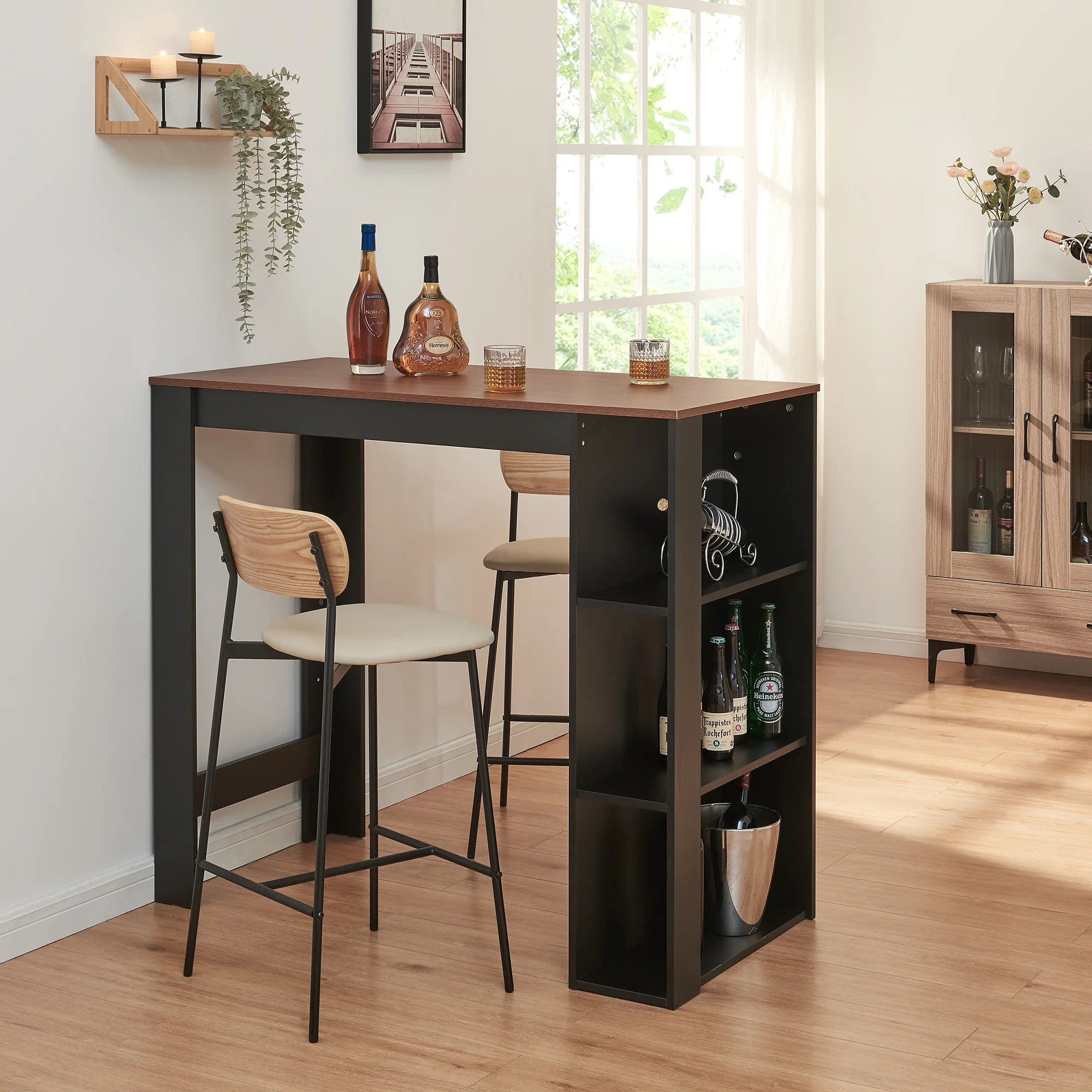 Bartafel Danderyd met 3 planken 120x60x105,5 cm [en.casa] - Image 9
