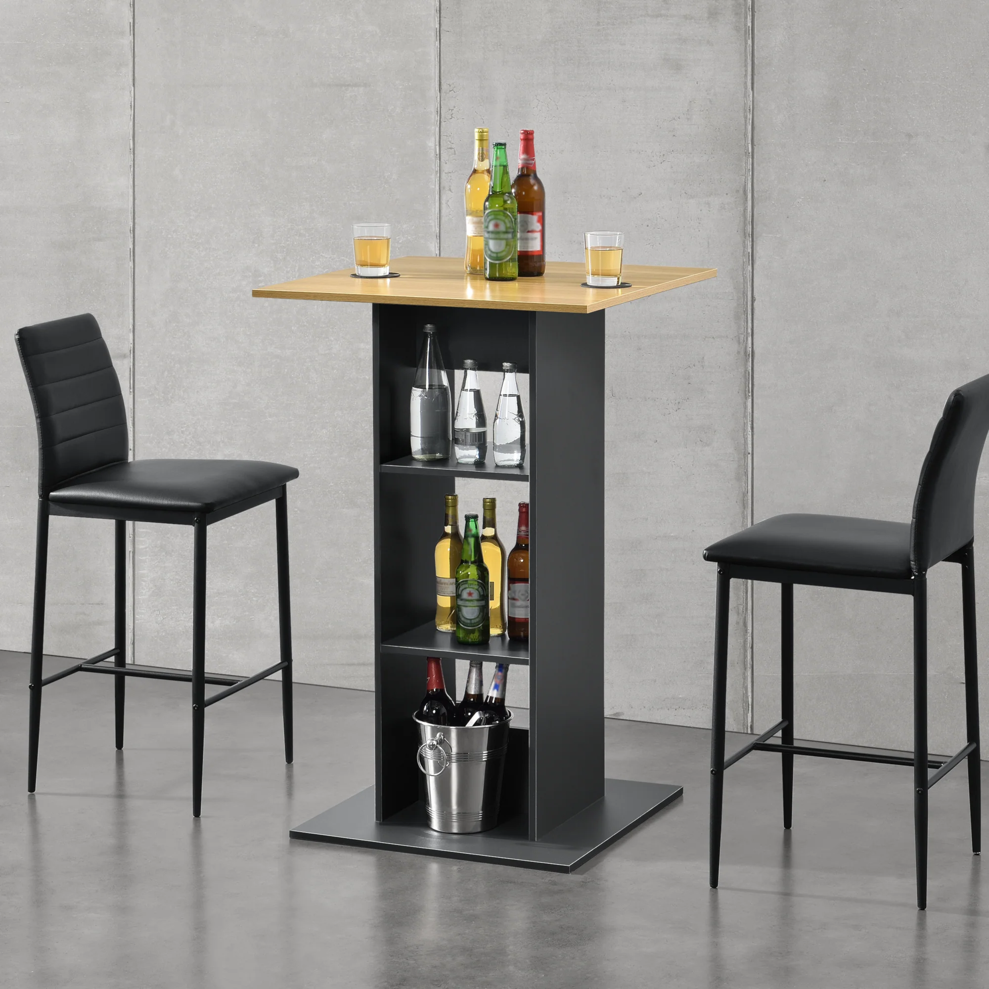 Bartafel Visby met 3 planken 70x70x110 cm - verschillende kleuren - Image 5