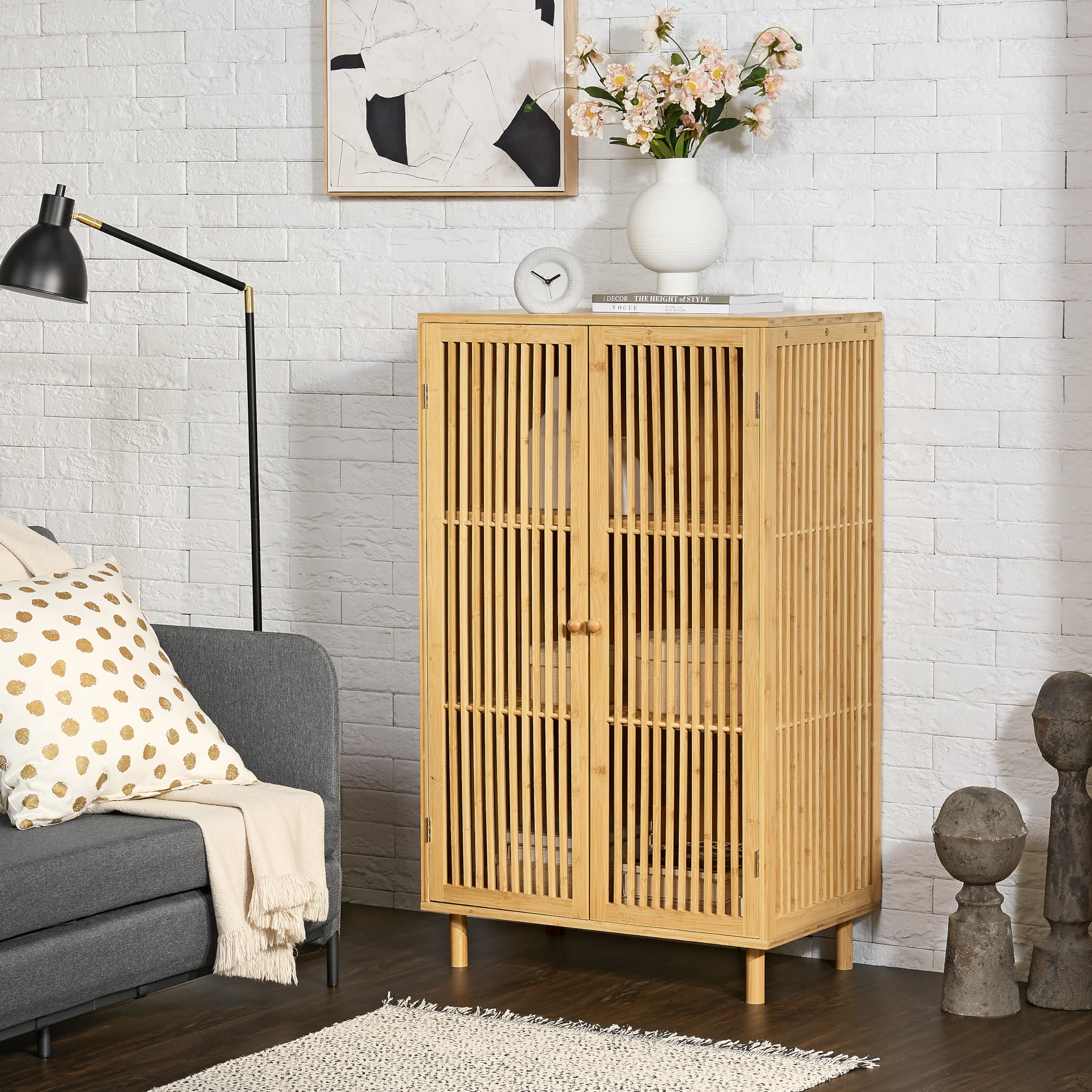 [en.casa] Bamboe kast Grong 110x66x40 cm houtkleurig