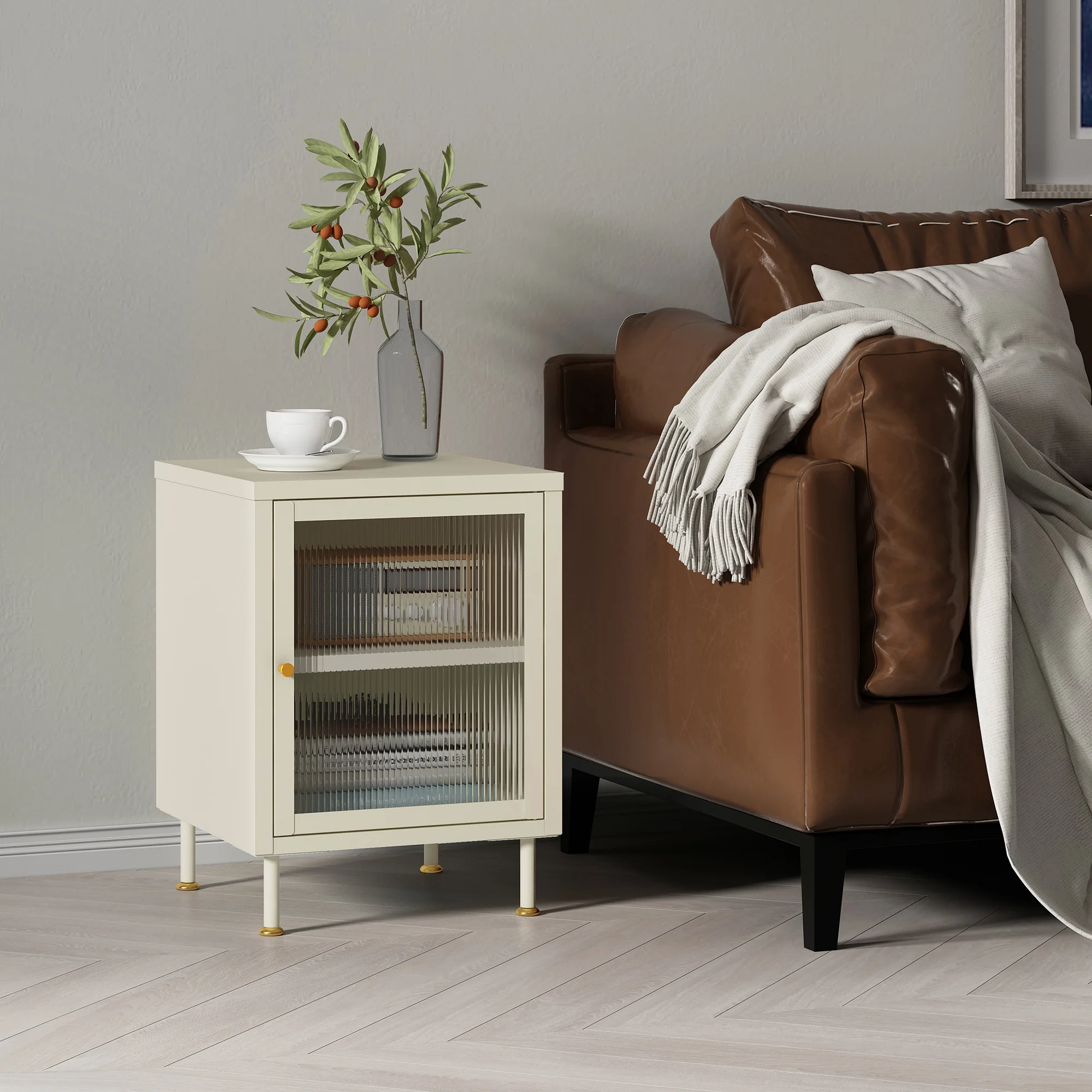 Nachtkast Lindau 56x40x40 cm cremewit [en.casa]