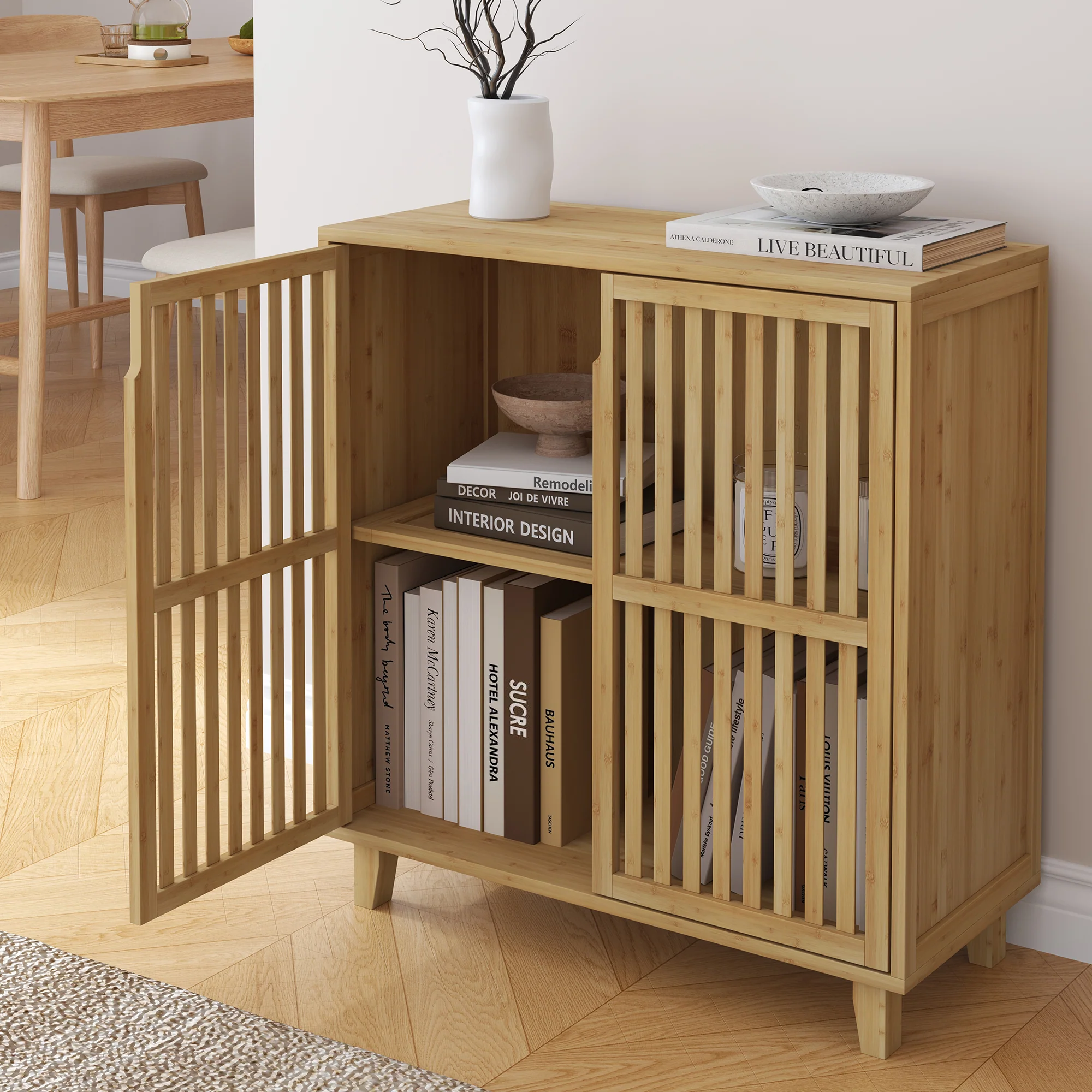 Commode Sirgerg bamboe 77x72x33 cm naturel [en.casa]