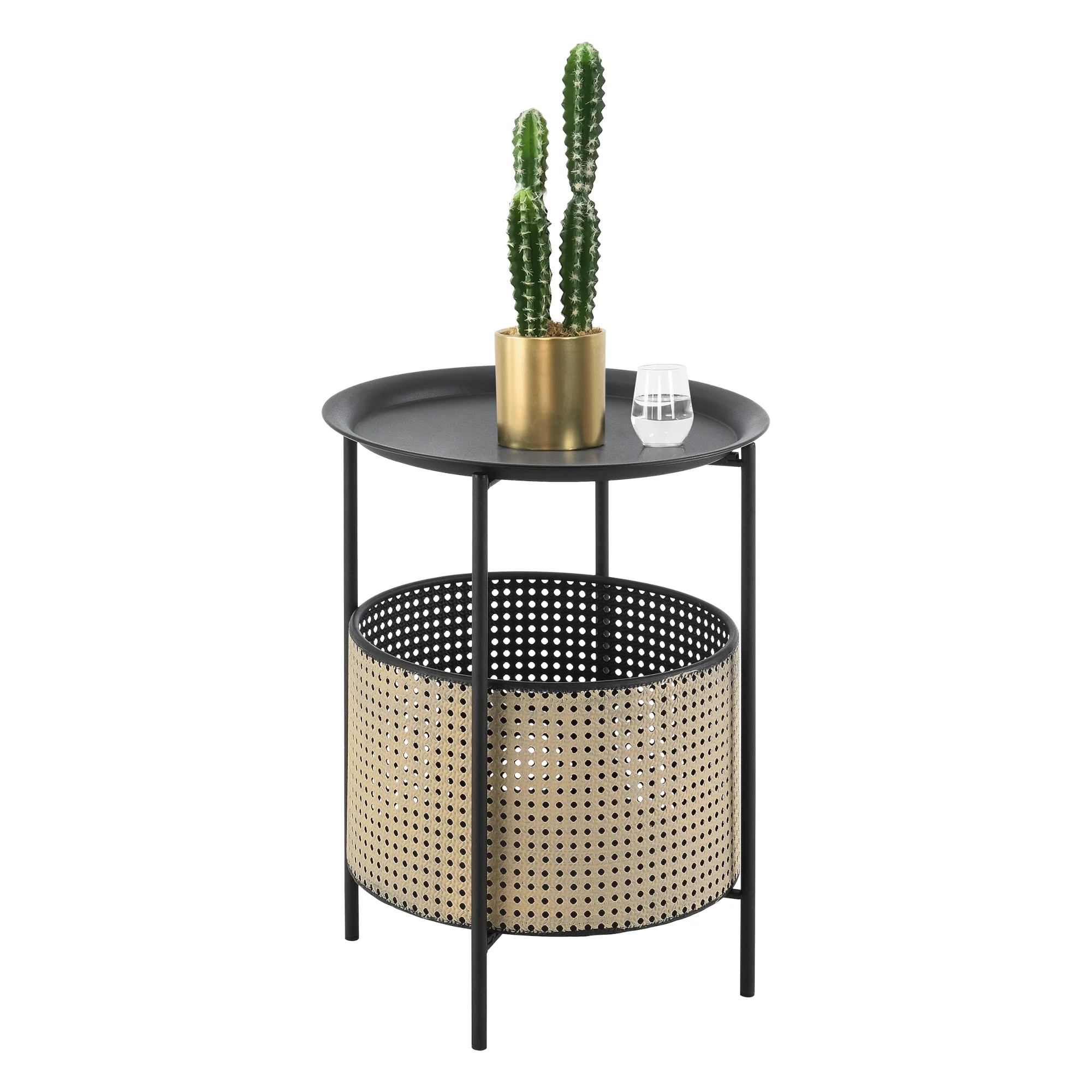 Bijzettafel Beaumont rond zwart en zandkleurig - 2 varianten - Image 3