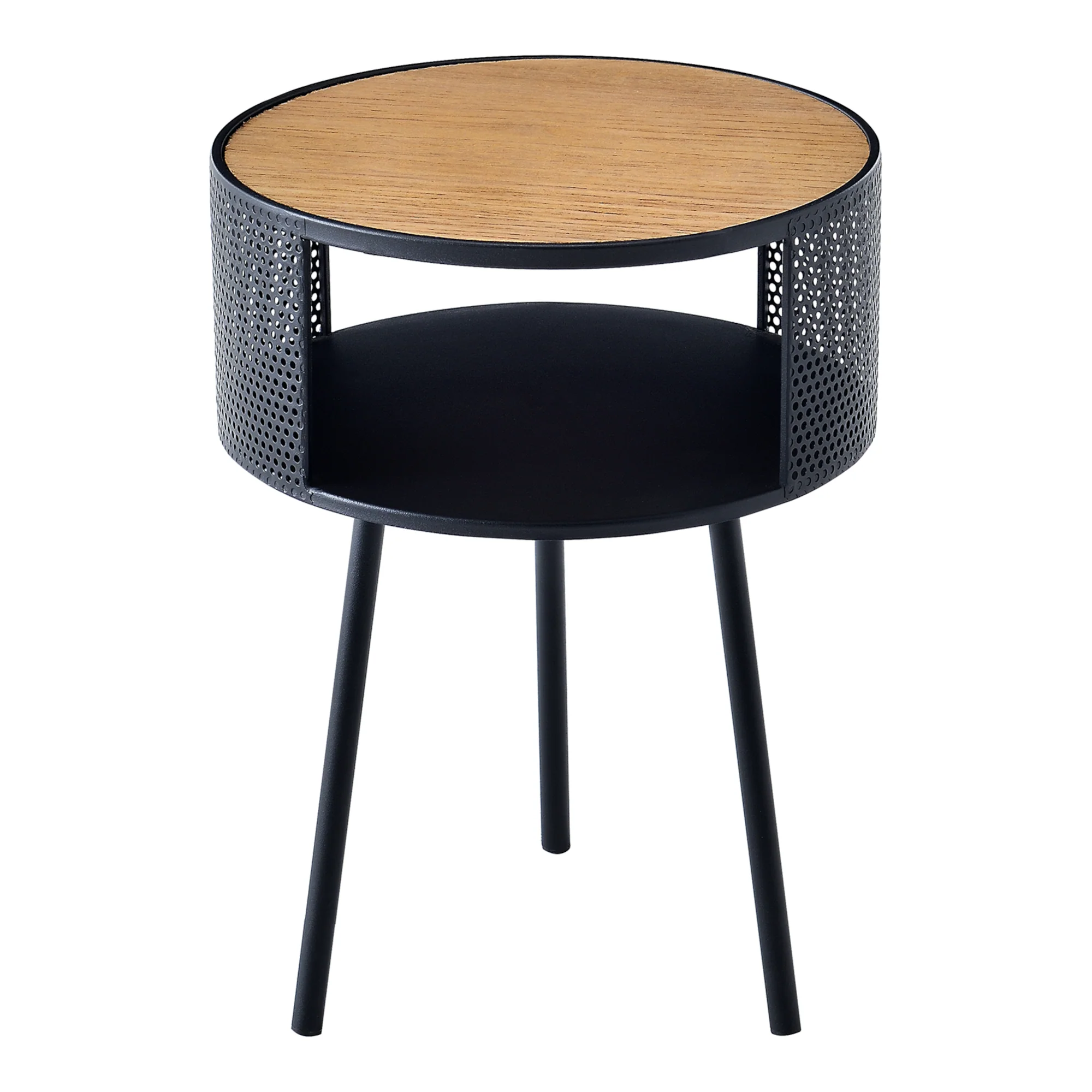[en.casa] Bijzettafel Bjørnsund rond 45xØ34 cm houtkleurig en zwart - Image 2