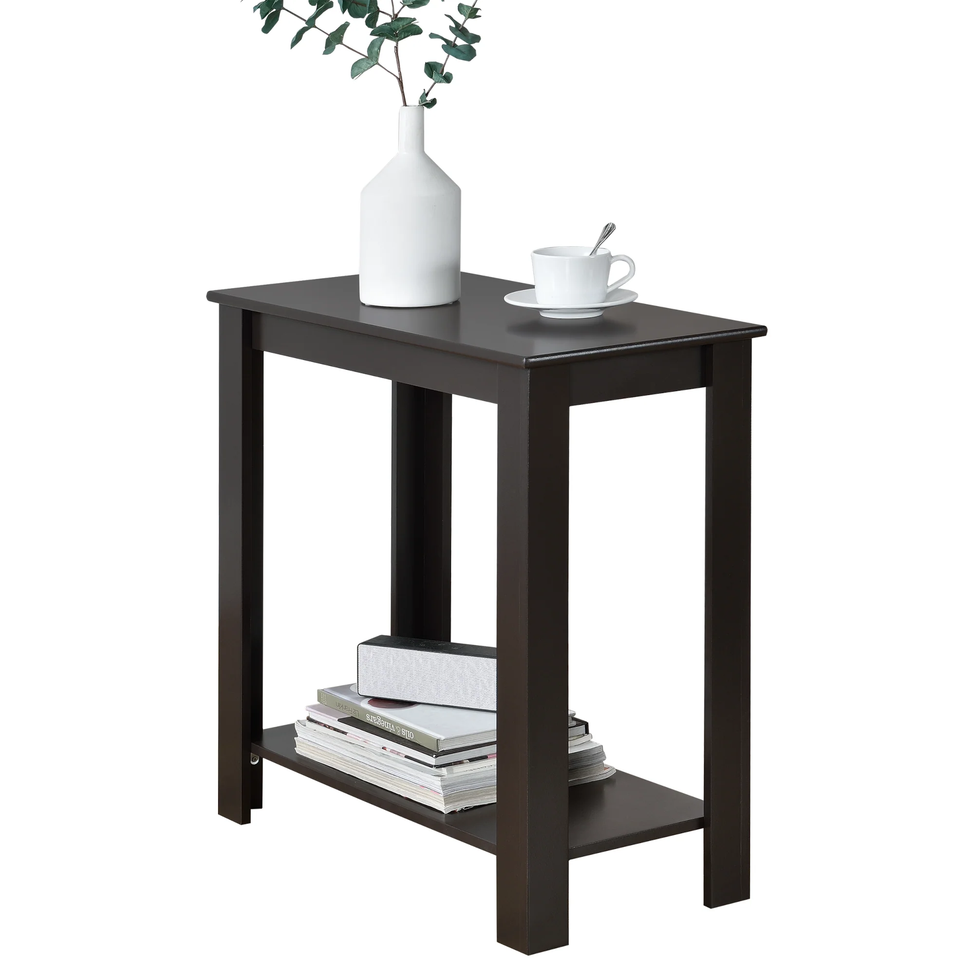 Bijzettafel Chur met plank MDF 60x30x61,3 cm donkerbruin