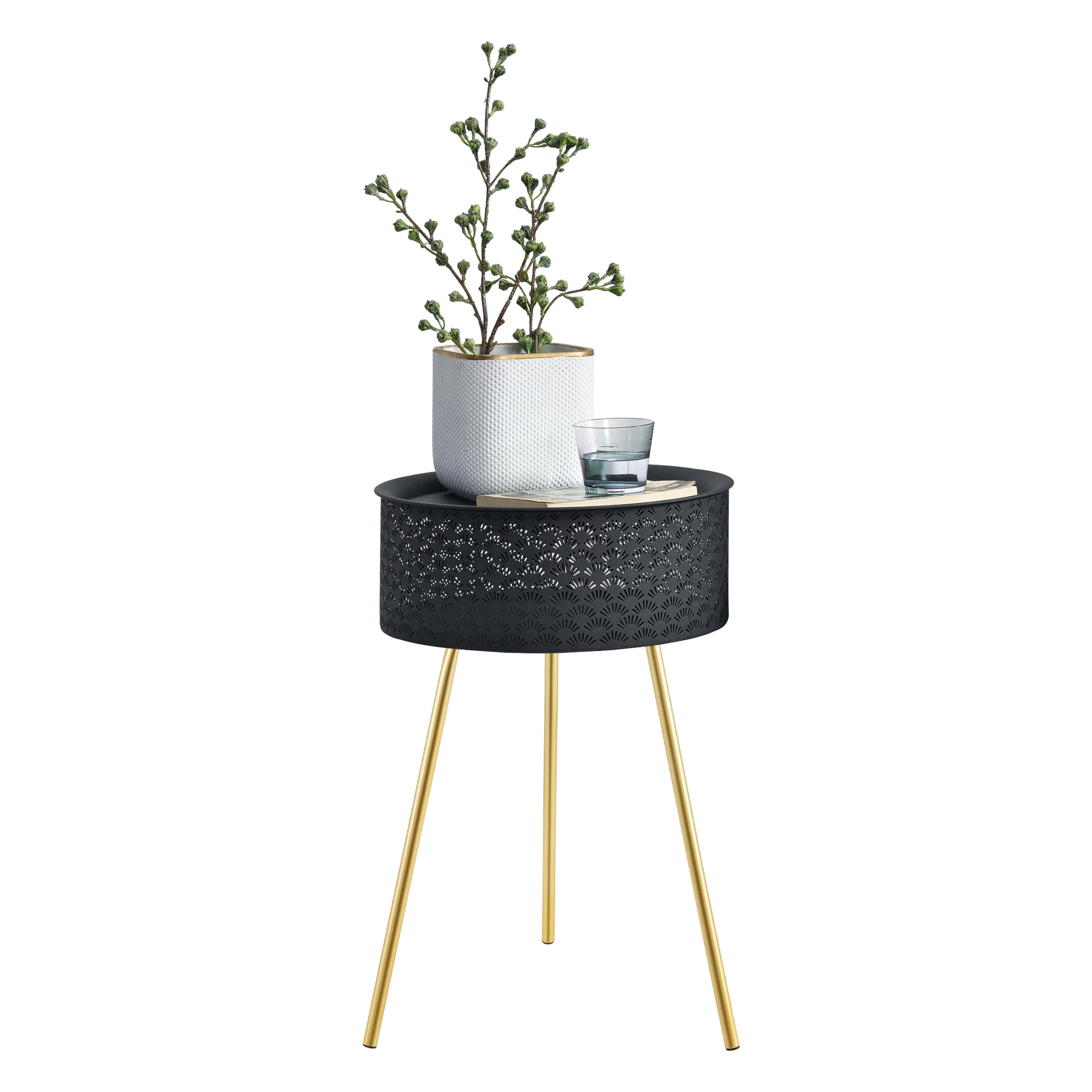 [en.casa] Salontafel Forshaga rond zwart en goud - Image 2