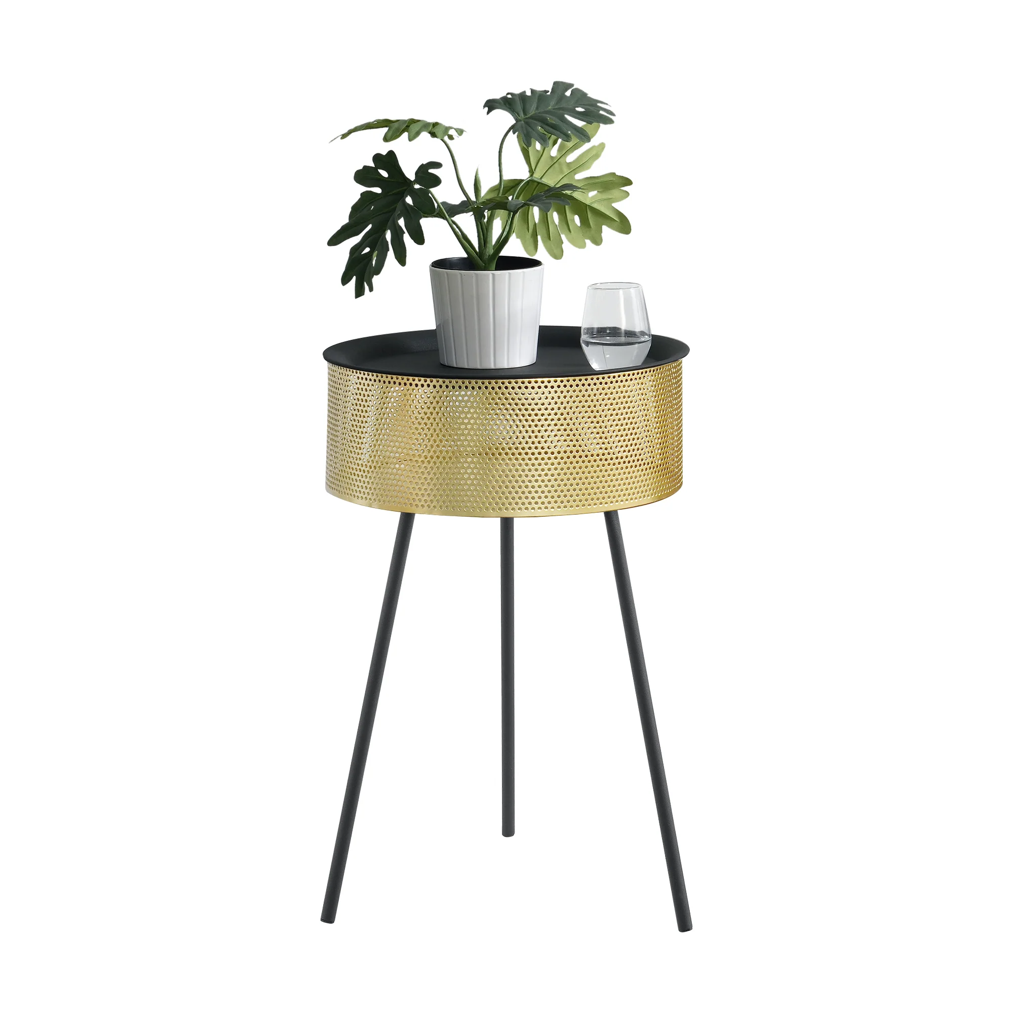 [en.casa] Salontafel Gällivare rond zwart en goud - 2 varianten - Image 2