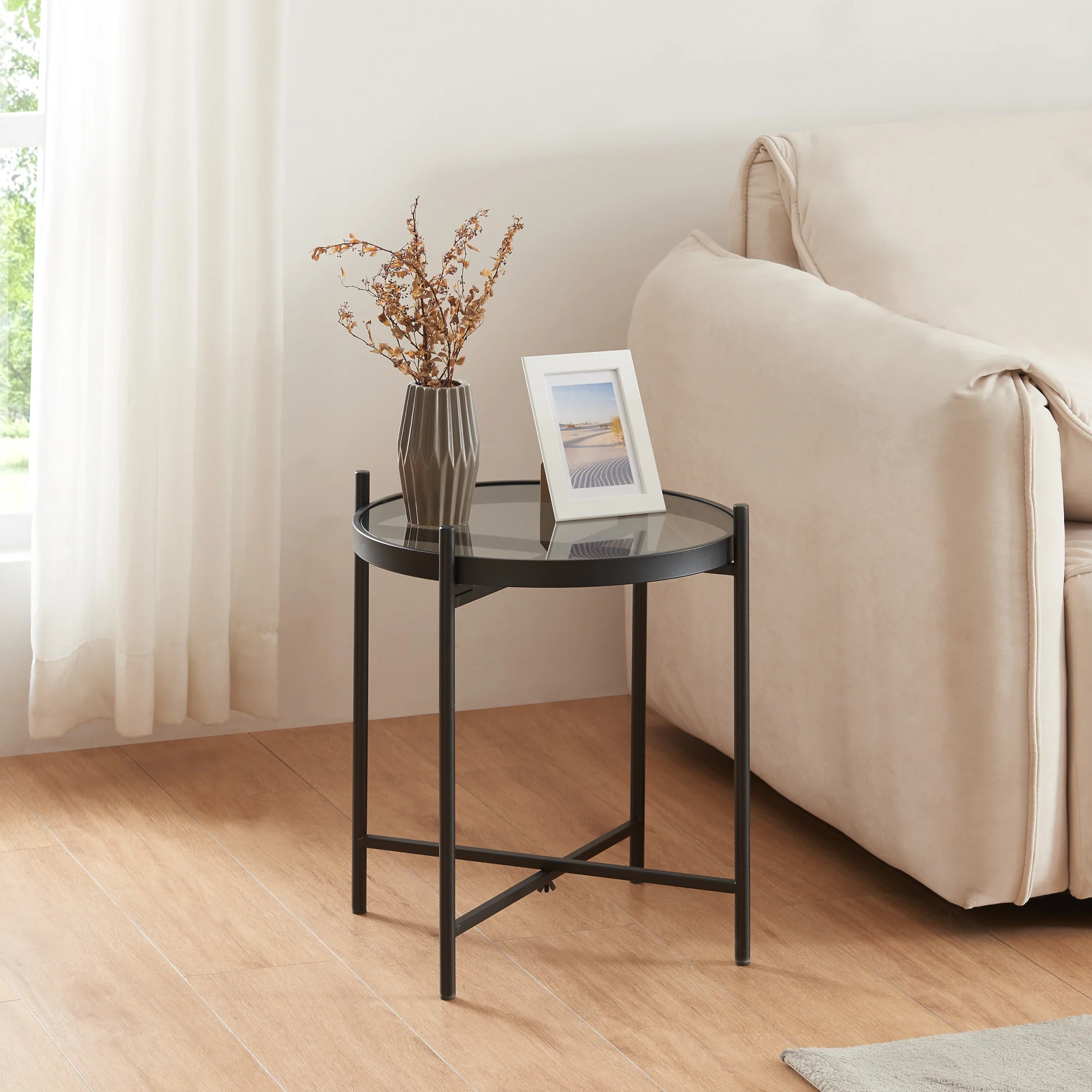 [en.casa] Bijzettafel Lier rond 41,5xØ46 cm zwart