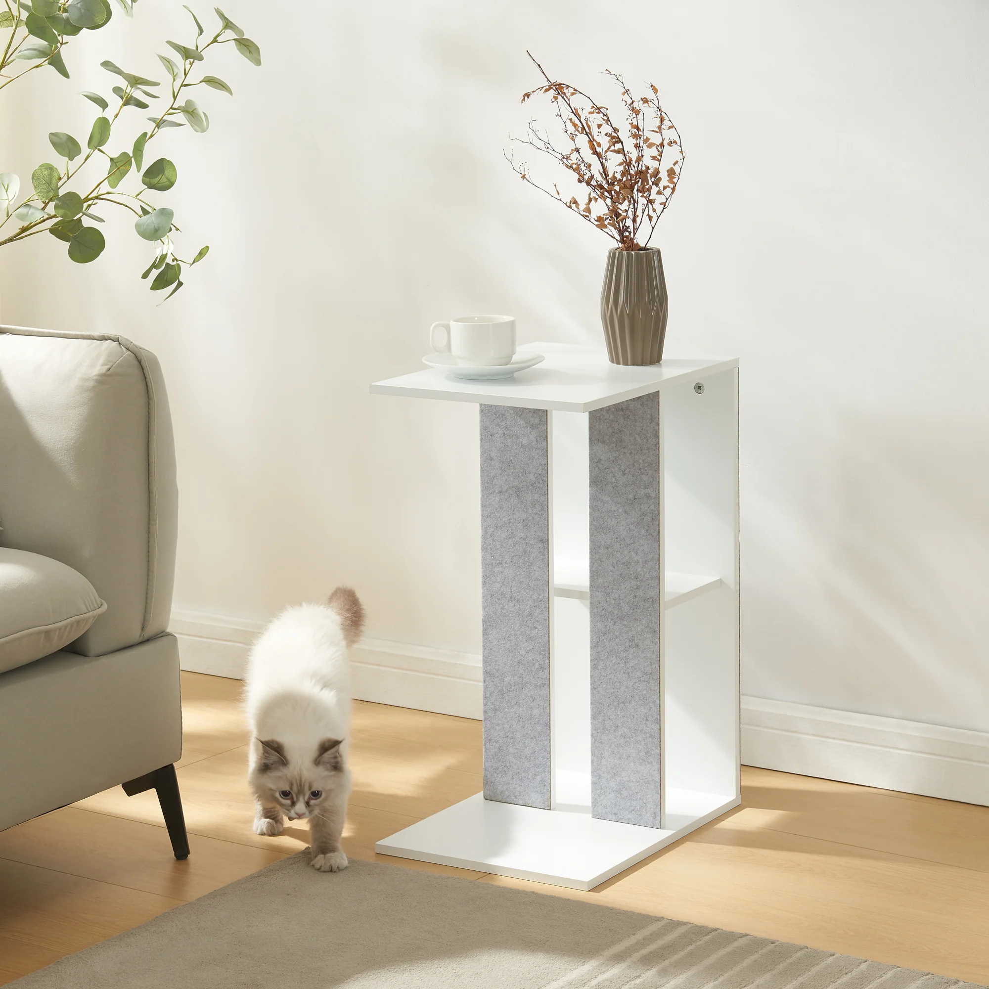 Bijzettafel Ljungby met krabgedeelte 58x40x30 cm wit [en.casa]