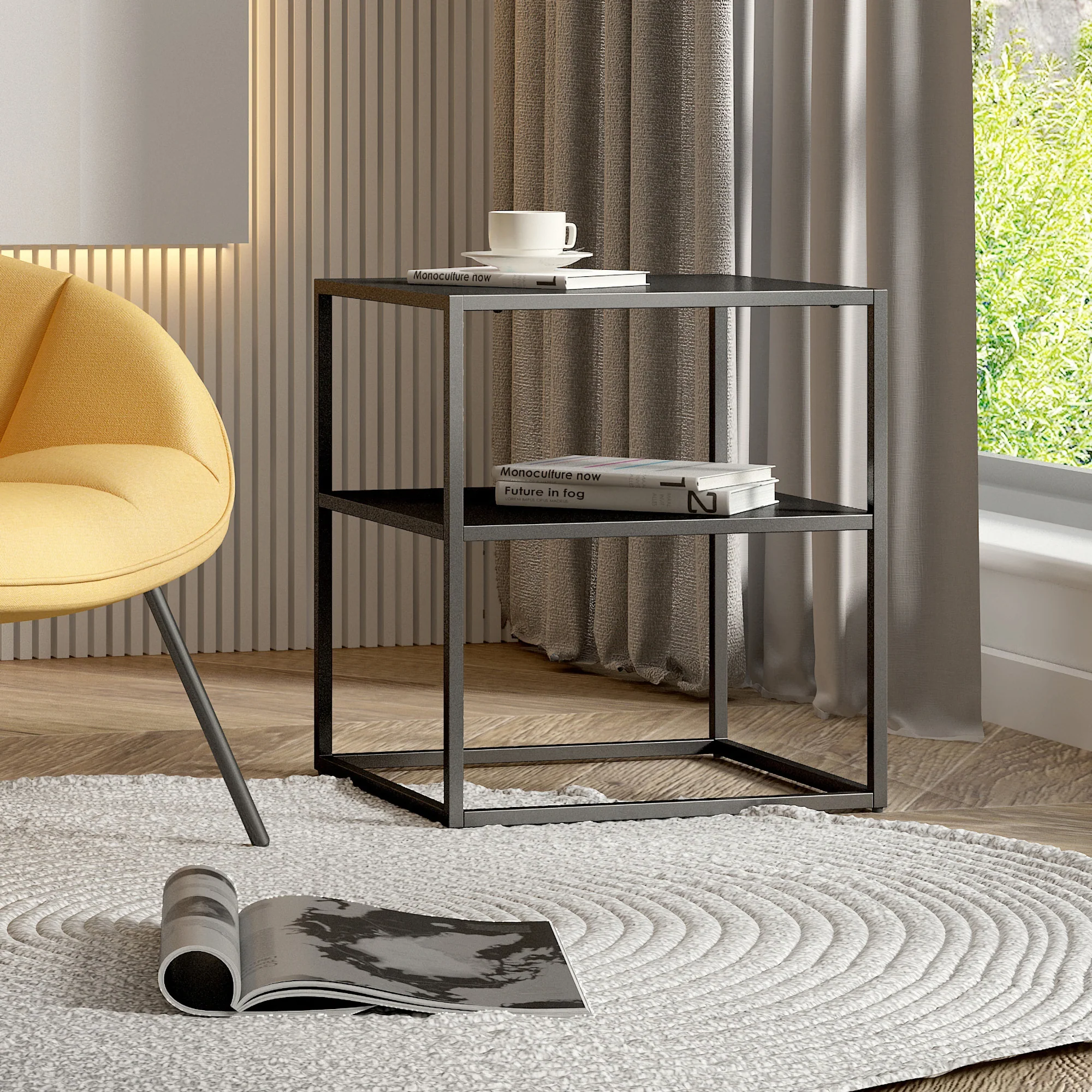 [en.casa] Bijzettafel Raahe met plank 50,5x45x40 cm - 4 varianten