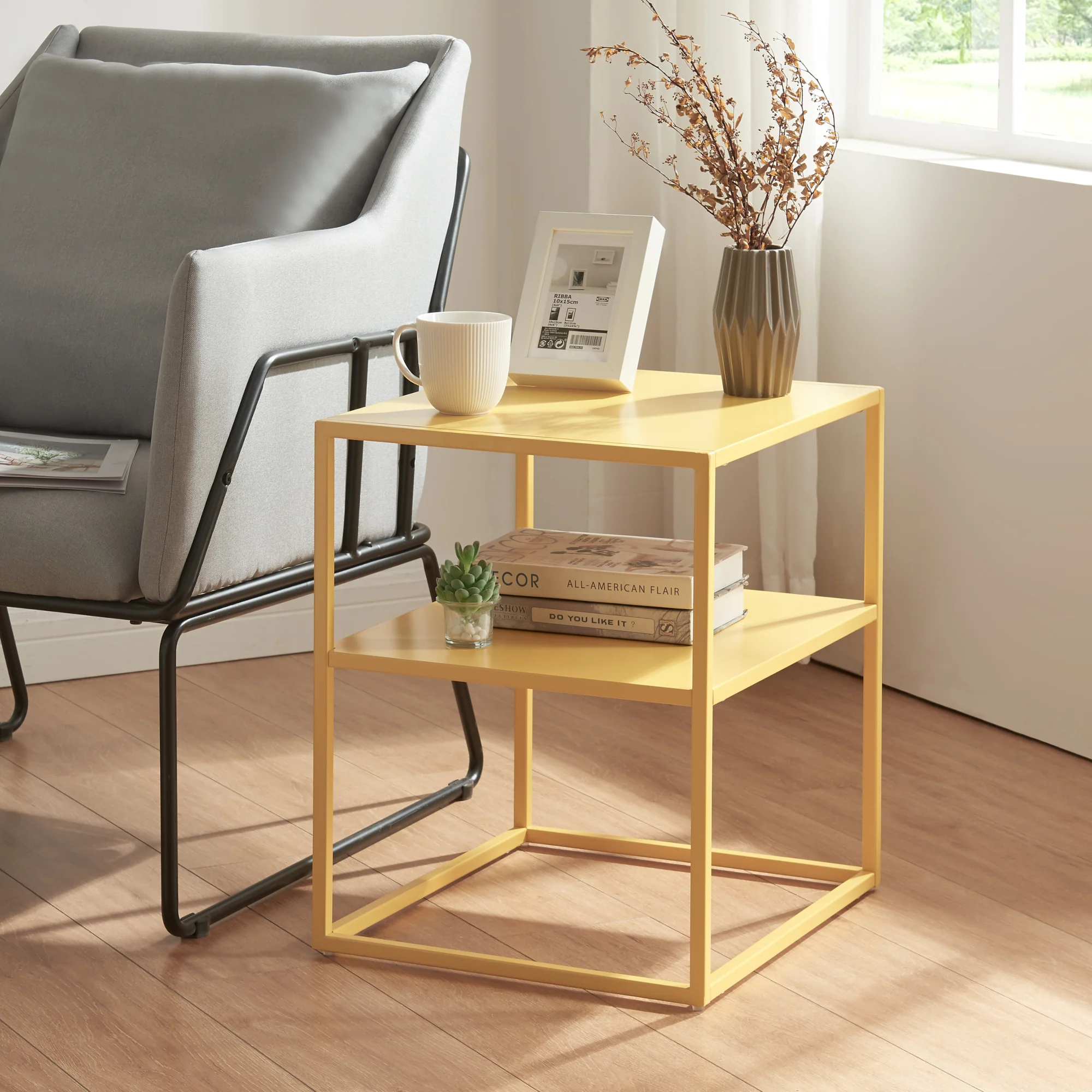[en.casa] Bijzettafel Raahe met plank 50,5x45x40 cm - 4 varianten - Image 5
