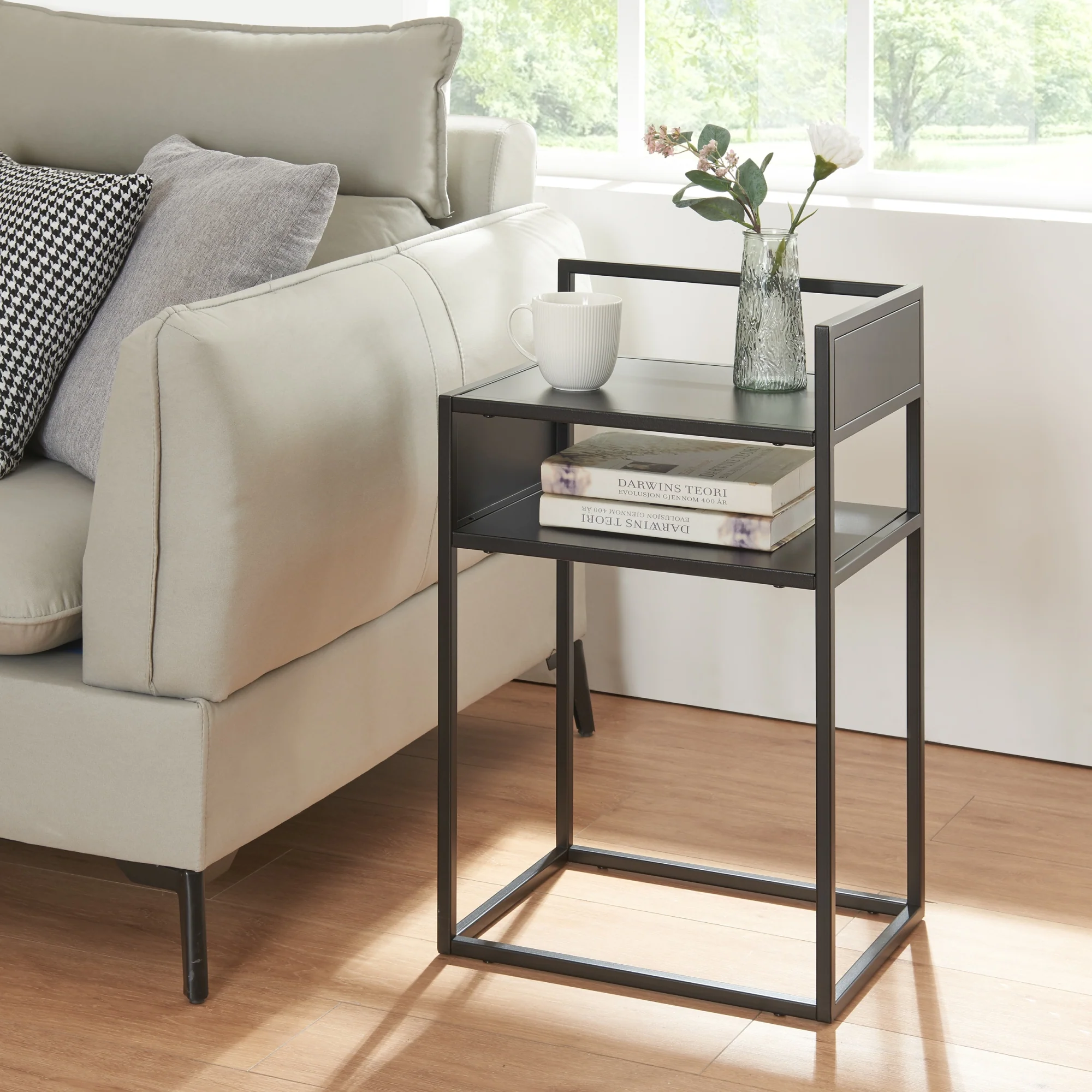 [en.casa] Bijzettafel Riihimäki met plank 65x40x30 cm - 2 varianten