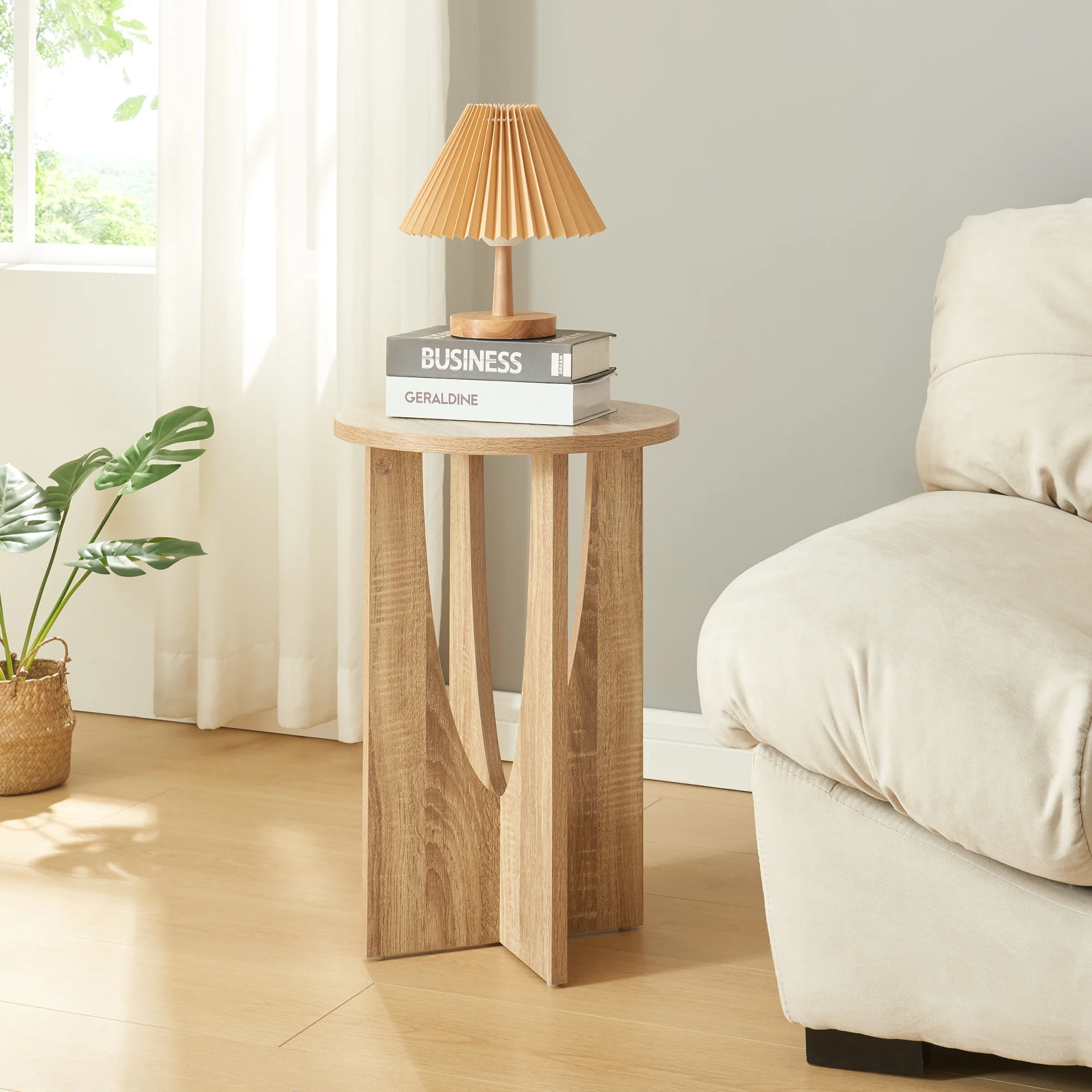Bijzettafel Rindal rond 56,5xØ38 cm eikenkleurig [en.casa]