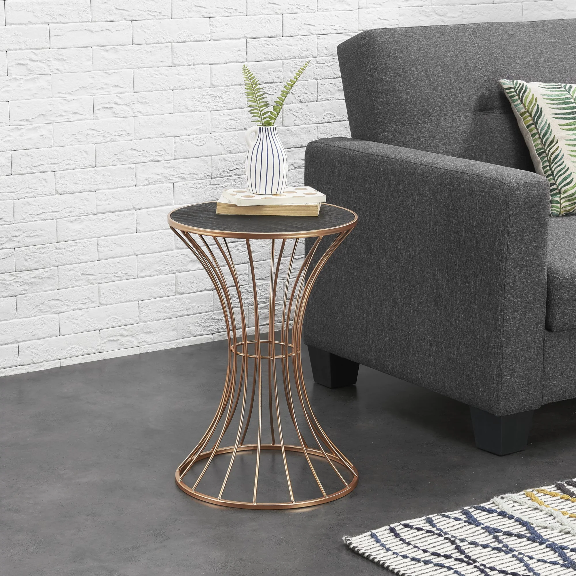 Salontafel Zandloper rond 55,5xØ37,5 cm metaal en MDF - verschillende kleuren - Image 4